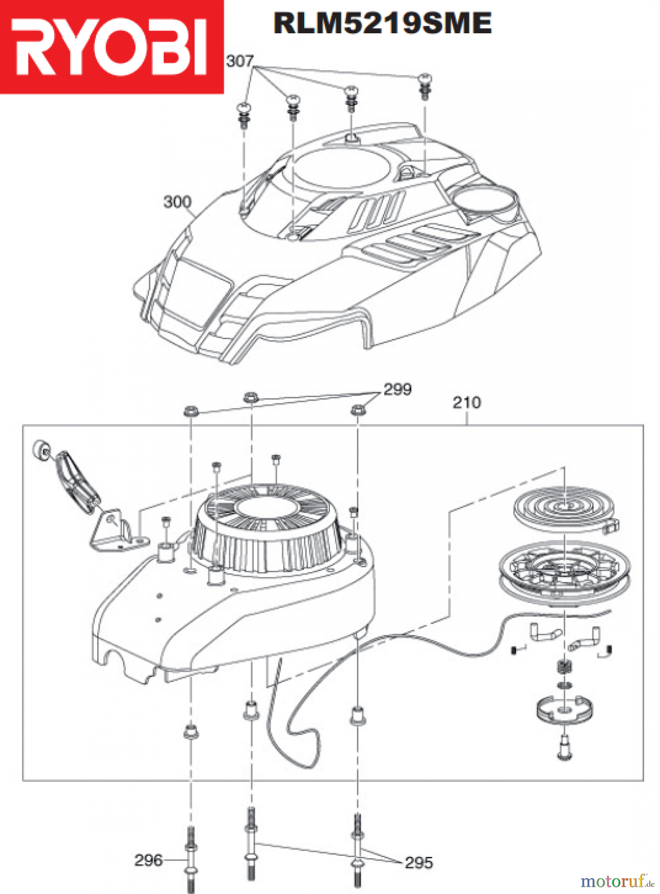  Ryobi Rasenmäher Benzin RLM5219SME Starter