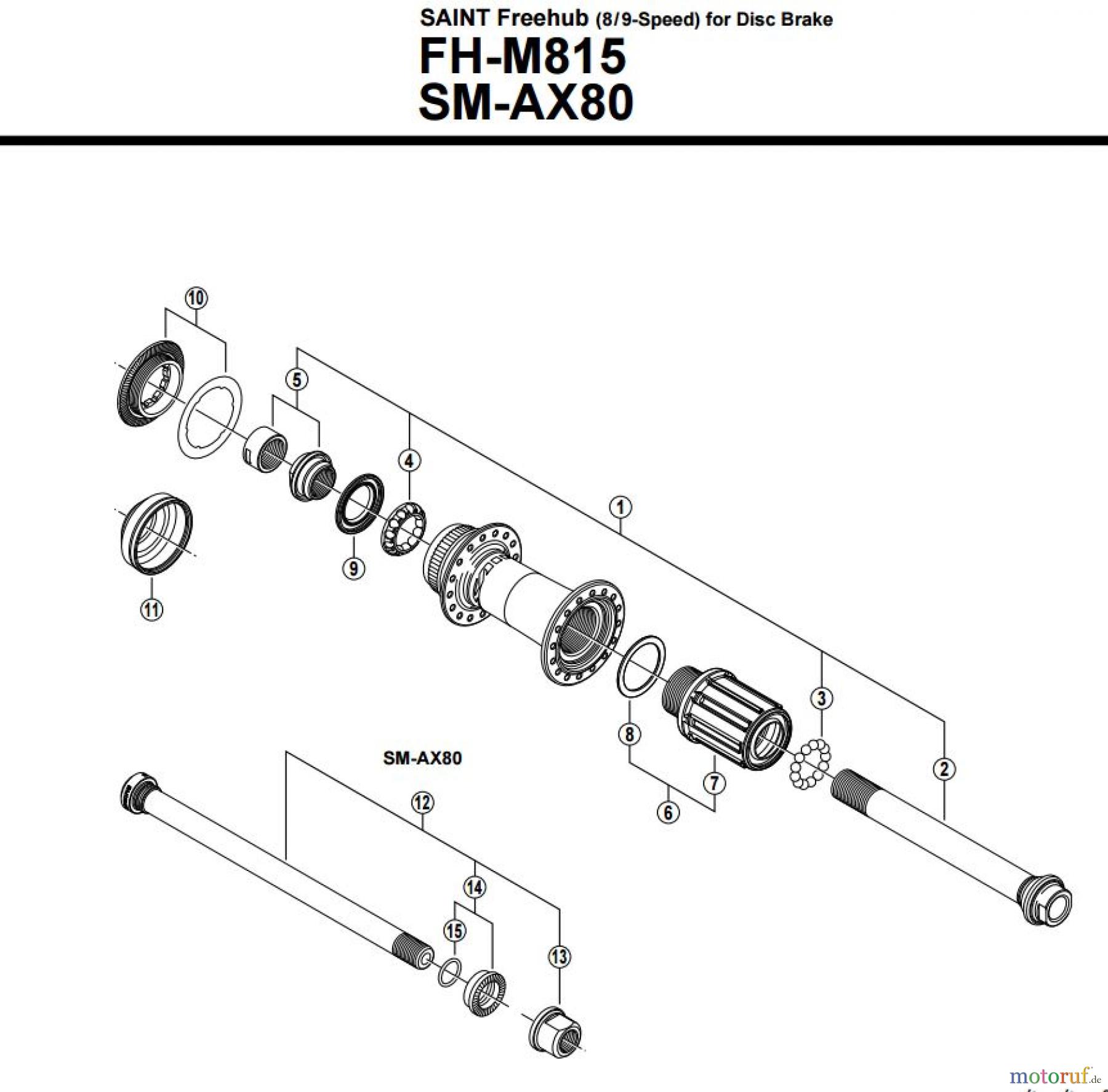 Shimano FH Free Hub - Freilaufnabe FH-M815 SAINT Freehub (8/9-Speed) for Disc Brake