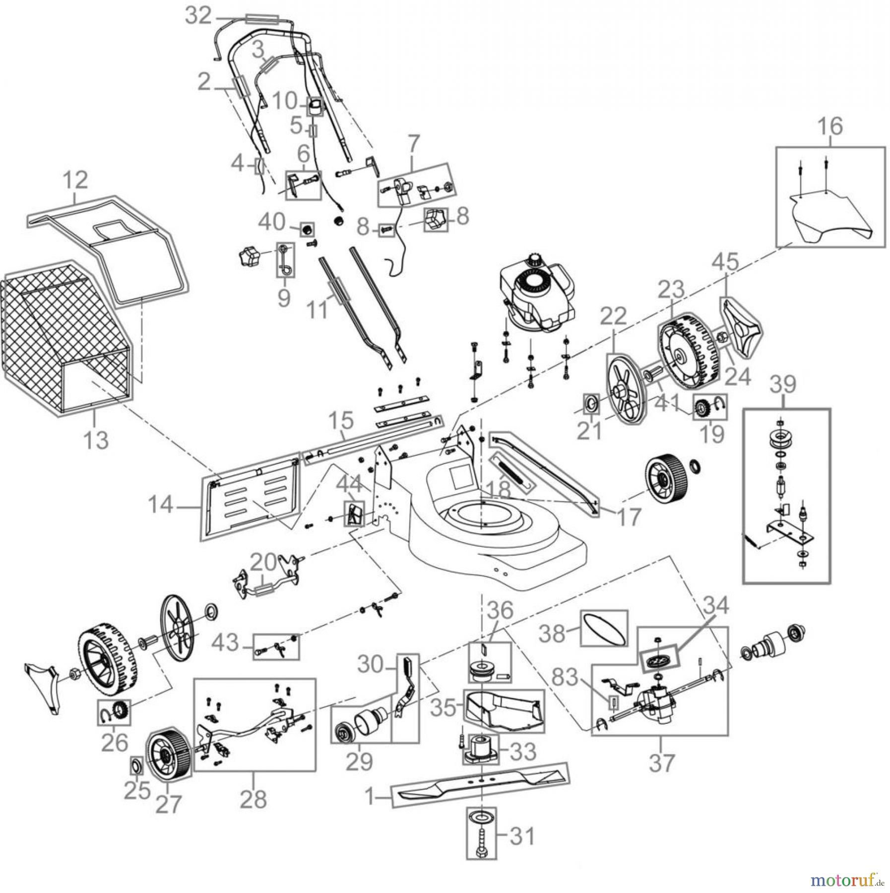 Güde Gartentechnik Rasenmäher Benzin-Rasenmäher Schnittbreite bis 45cm RASENMÄHER ECO WHEELER 460 SA - 94998 FSL94998-01 Seite 1