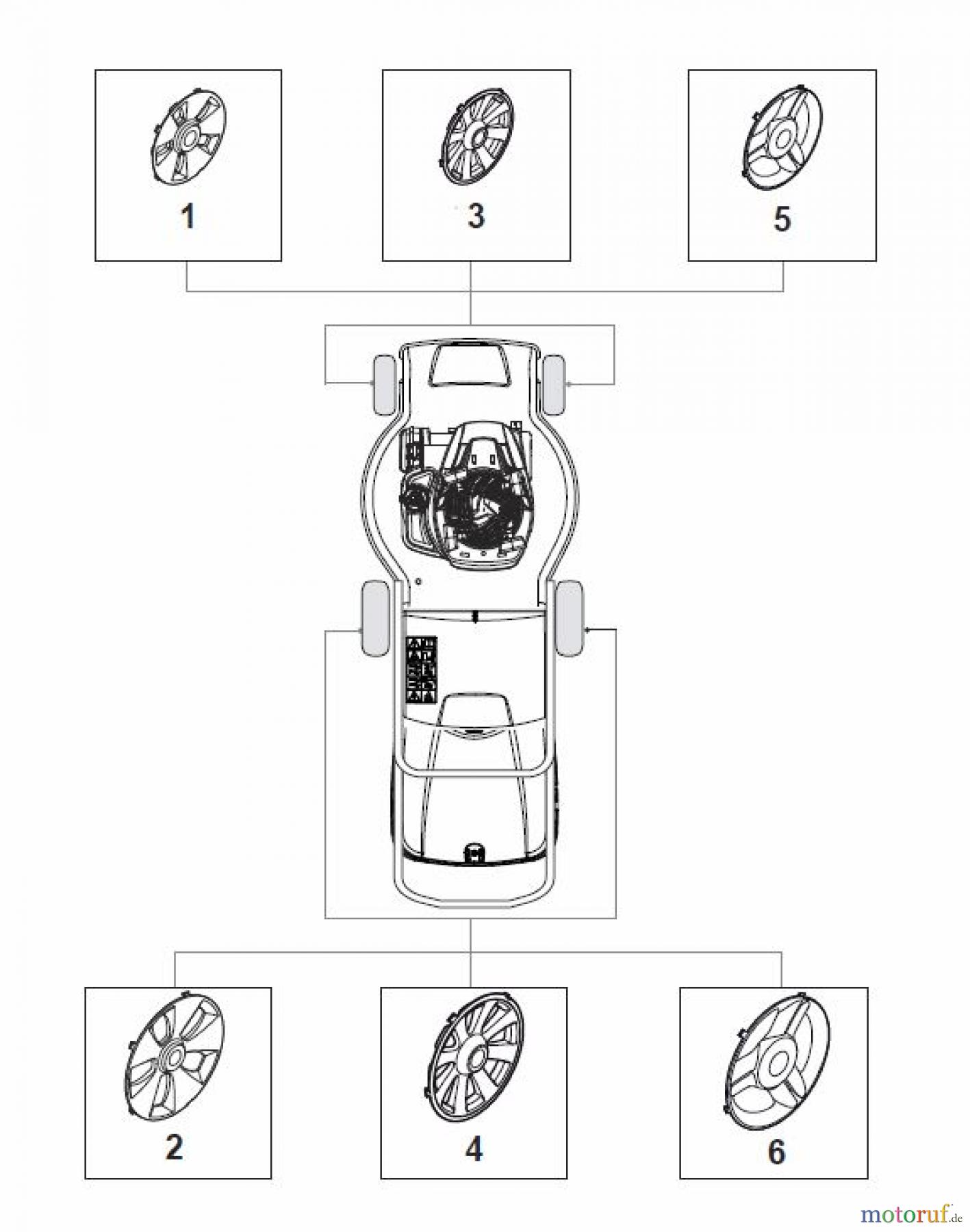 Global Garden Products GGP Rasenmäher Baujahr 2017 Benzin Mit Antrieb 2017 MP1 504 SQ Wheels and Hub Caps