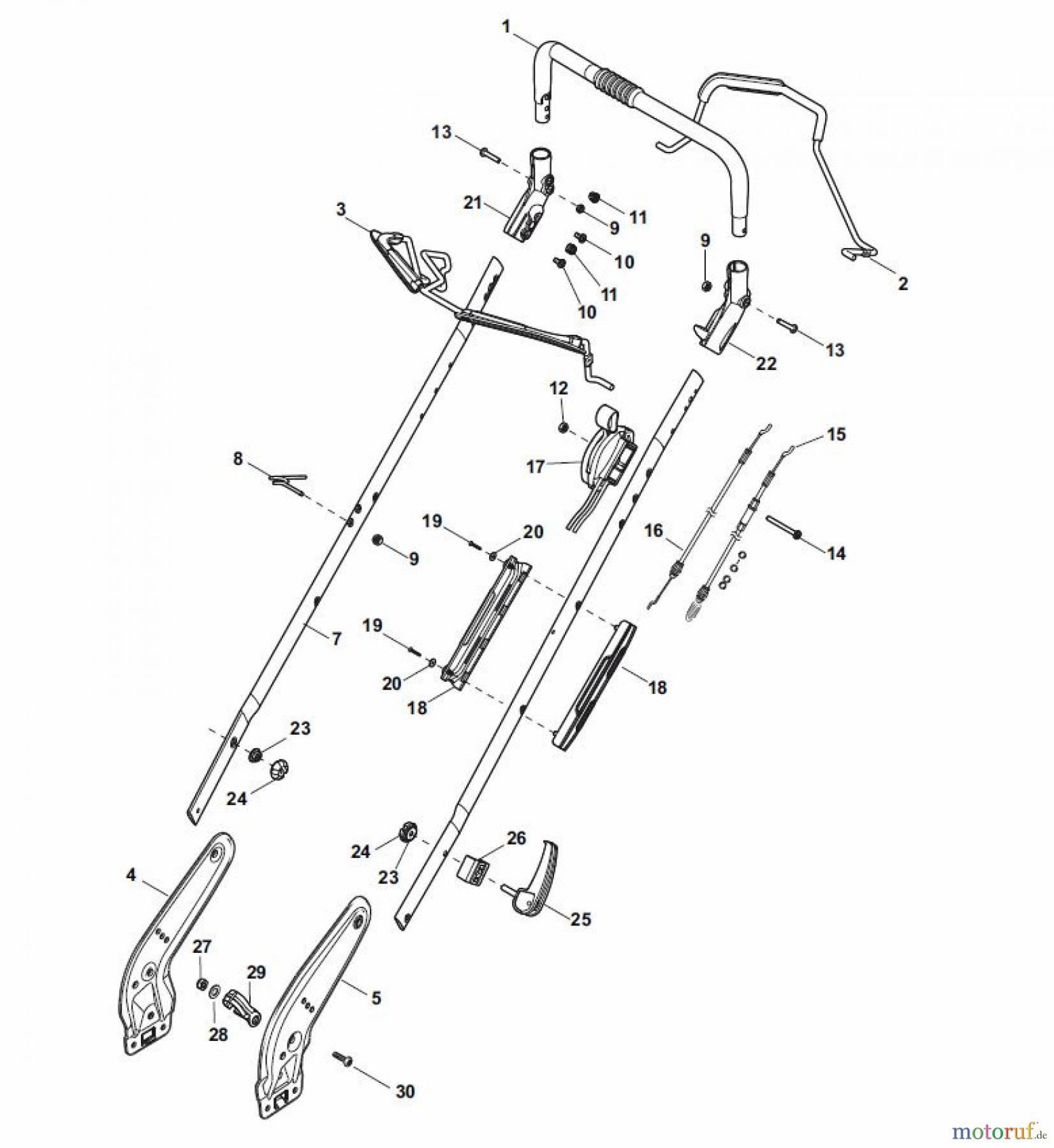 Global Garden Products GGP Rasenmäher Baujahr 2017 Benzin Mit Antrieb 2017 NTL 534 W TR - 534 W TRQ Handle, Upper Part