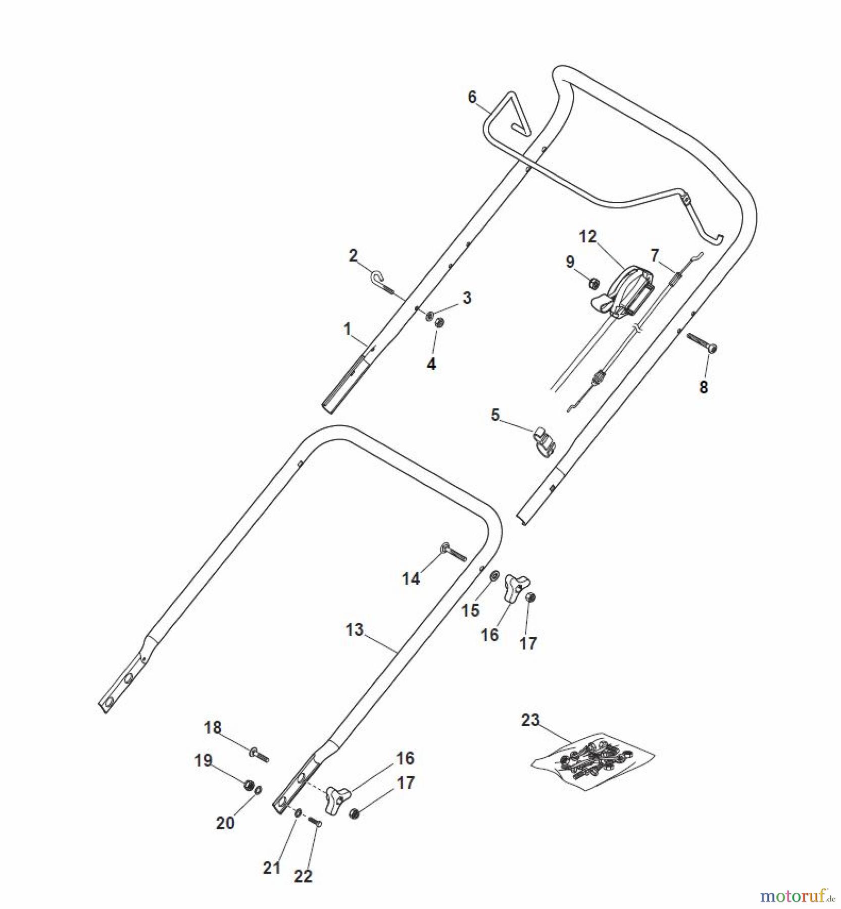  Global Garden Products GGP Rasenmäher Benzin Ohne Antrieb 2017 MP1 504 Q Handle, Upper Part