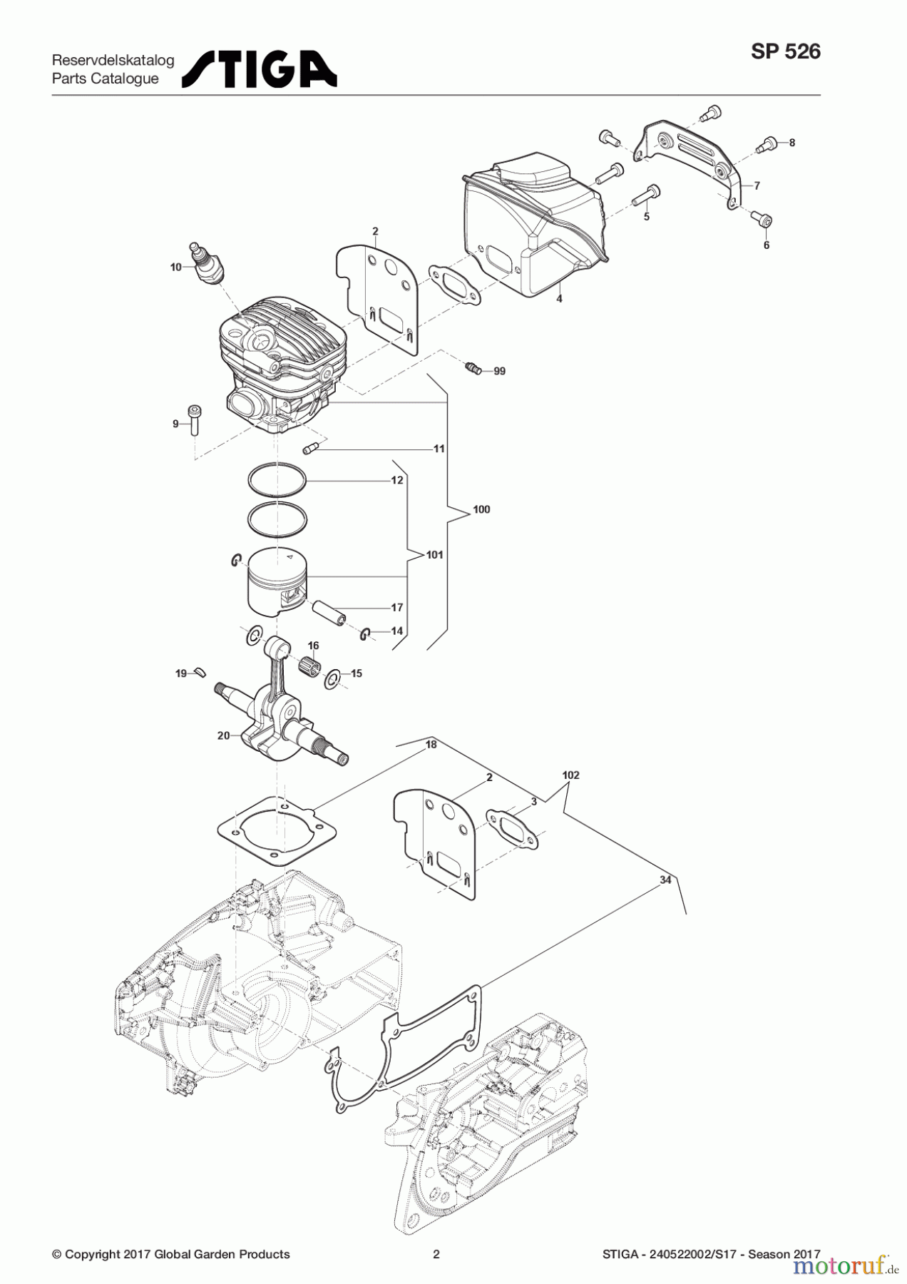  Stiga Kettensägen Benzin 2017 SP 526 240522002/S17 - Season 2017 Engine