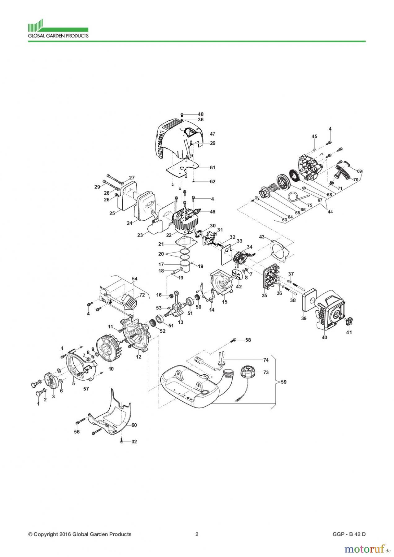 Global Garden Products GGP Motorsensen und Trimmer Benzin 2017 B 42 D Engine