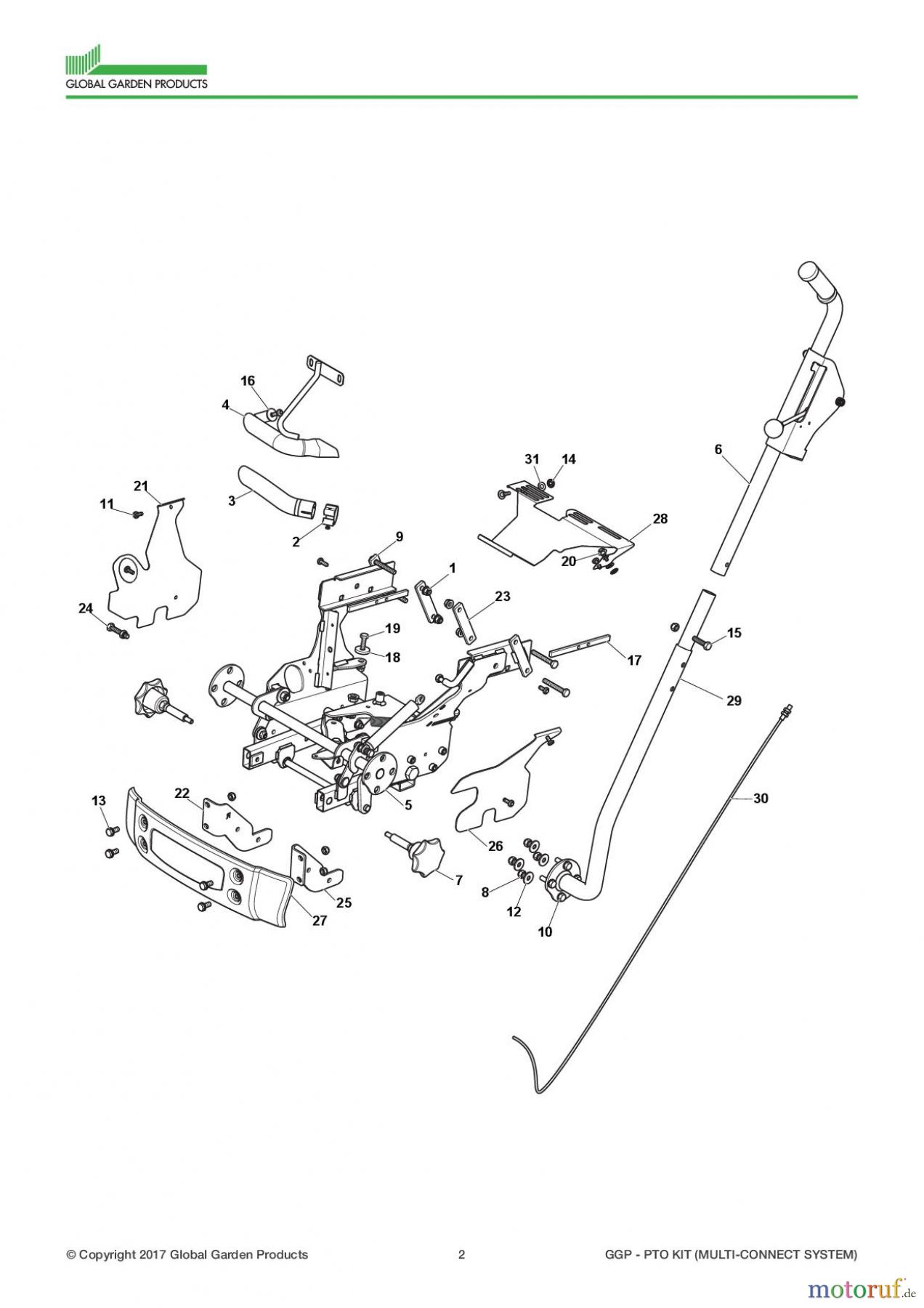  Global Garden Products GGP Zubehör für Rasentraktoren 2017 PTO KIT (MULTI-CONNECT SYSTEM) Lifting Interface