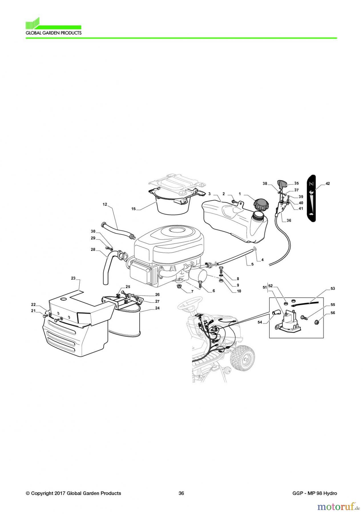 Global Garden Products GGP Aufsitzmäher Sammler Collecting 98cm 2017 MP 98 Hydro Engine - B&S 16,5 - 18,5 Hp