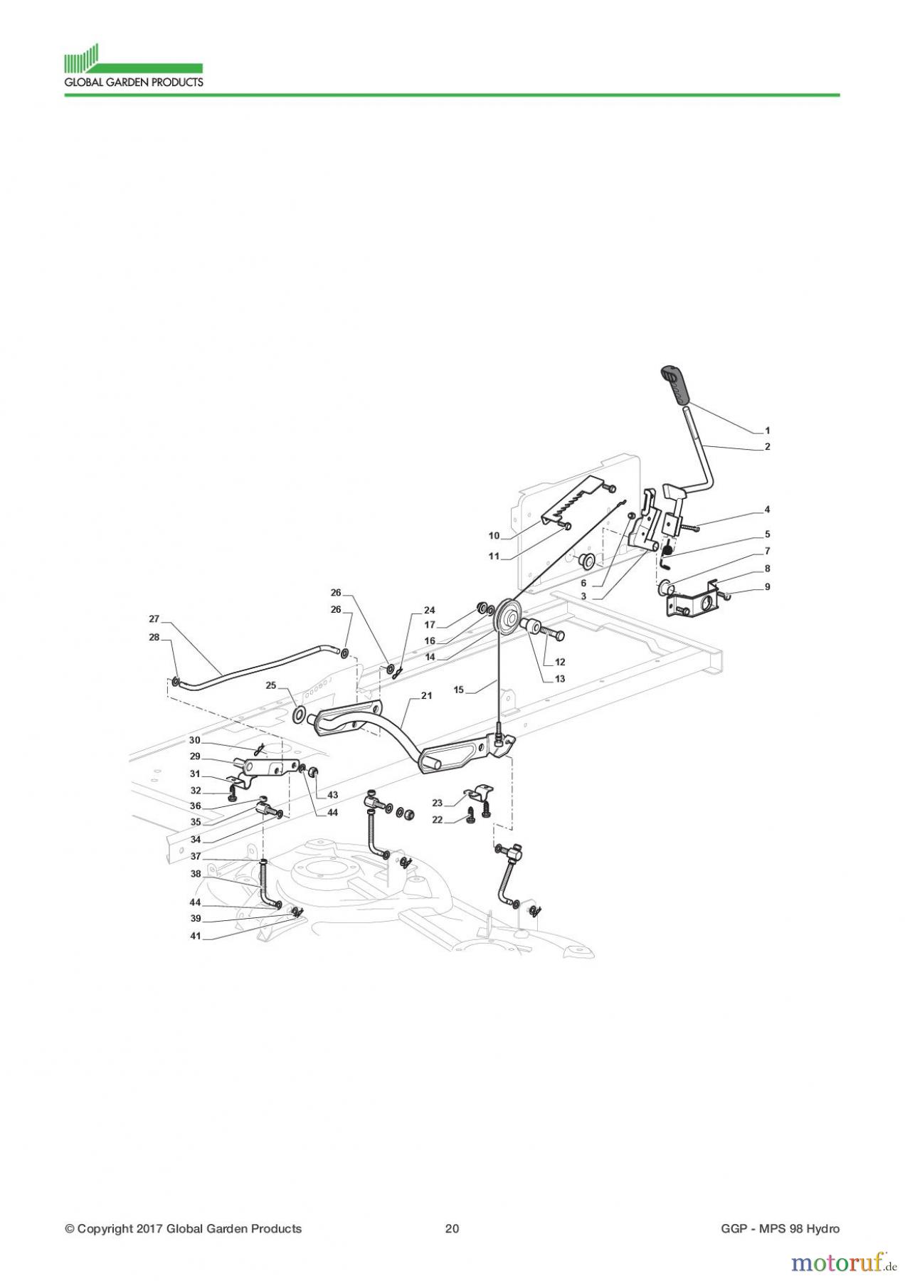 Global Garden Products GGP Aufsitzmäher Sammler Collecting 98cm 2017 MPS 98 Hydro Cutting Plate Lifting