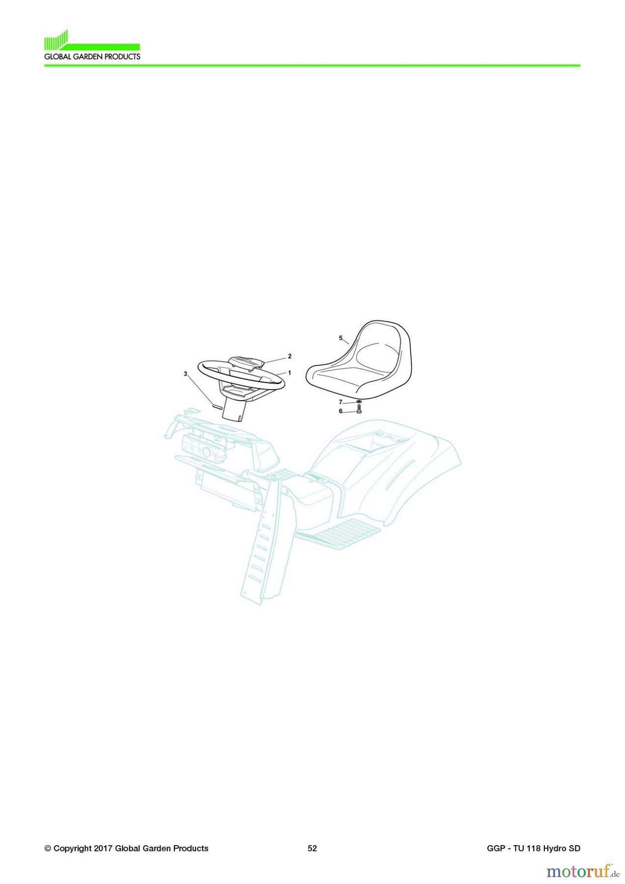 Global Garden Products GGP Aufsitzmäher Seitenauswurf 108-118cm 2017 TU 118 Hydro SD Seat & Steering Wheel