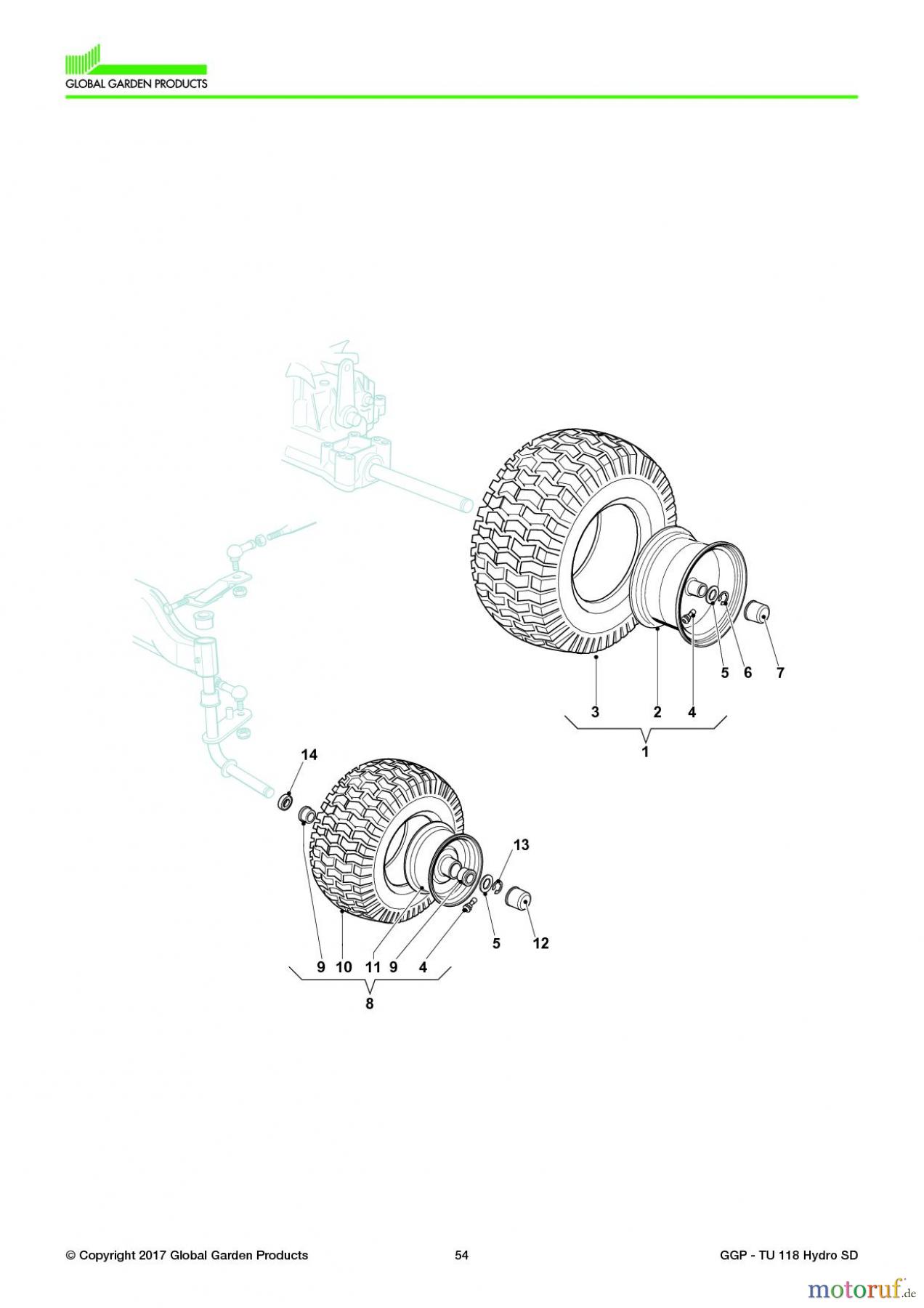 Global Garden Products GGP Aufsitzmäher Seitenauswurf 108-118cm 2017 TU 118 Hydro SD Wheels