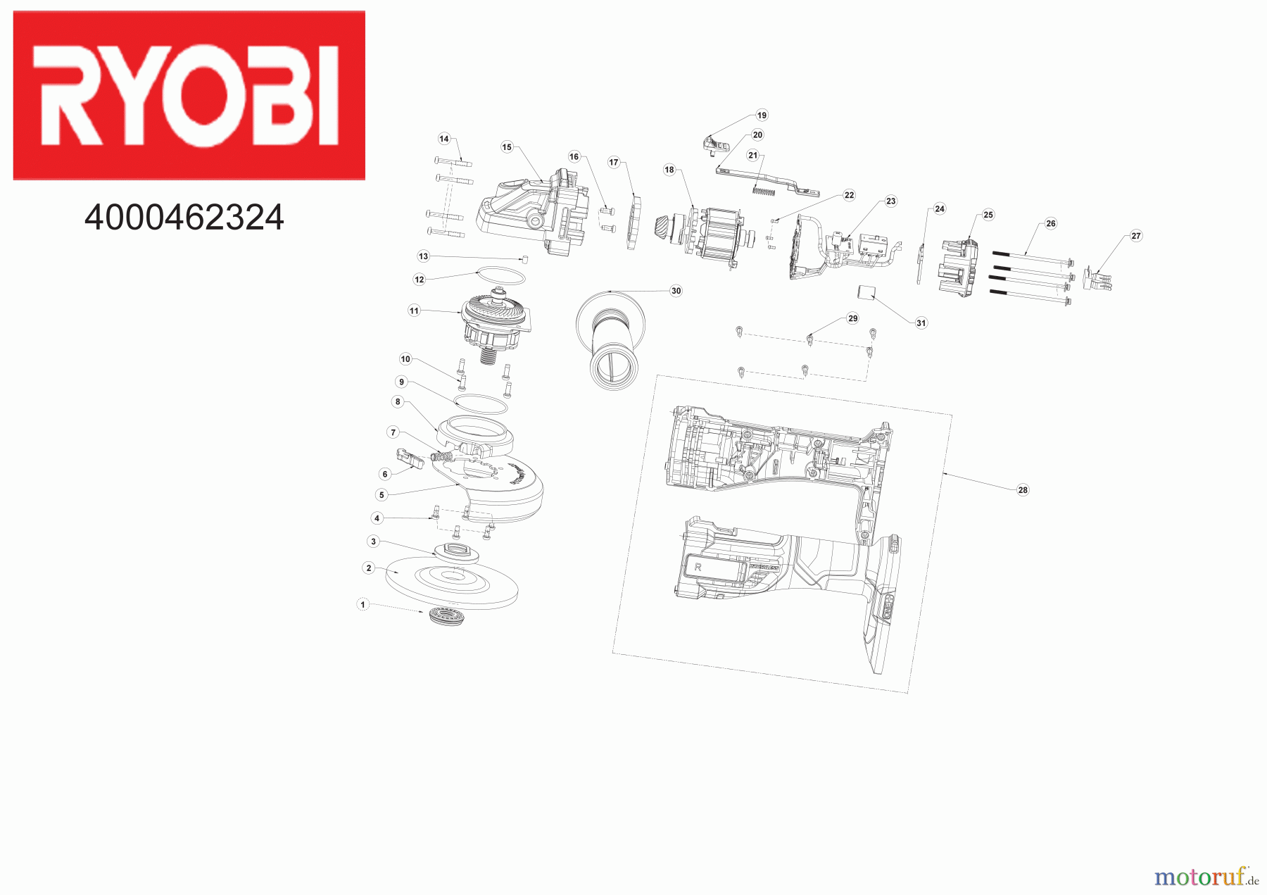 Ryobi Schleifgeräte Winkelschleifgerät R18AG7 Brushless Akku-Winkelschleifer Seite 1