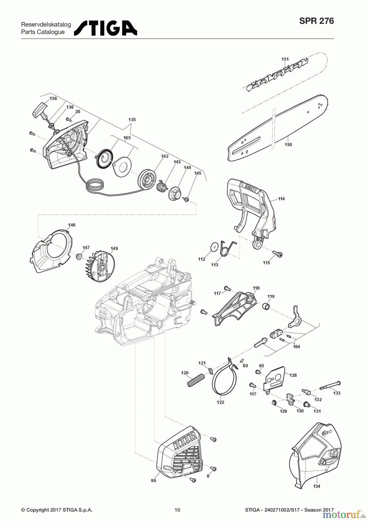  Stiga Kettensägen Benzin 2017 SPR 276 240271002/S17 - Season 2017 Housing