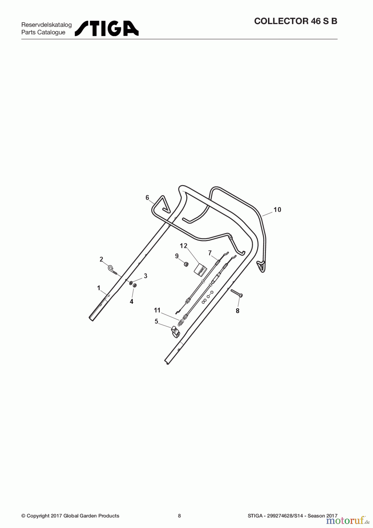 Stiga Rasenmäher Baujahr 2017 Benzin Mit Antrieb 2017 COLLECTOR 46 S B 299274628/S14 - Season 2017 Handle, Upper Part