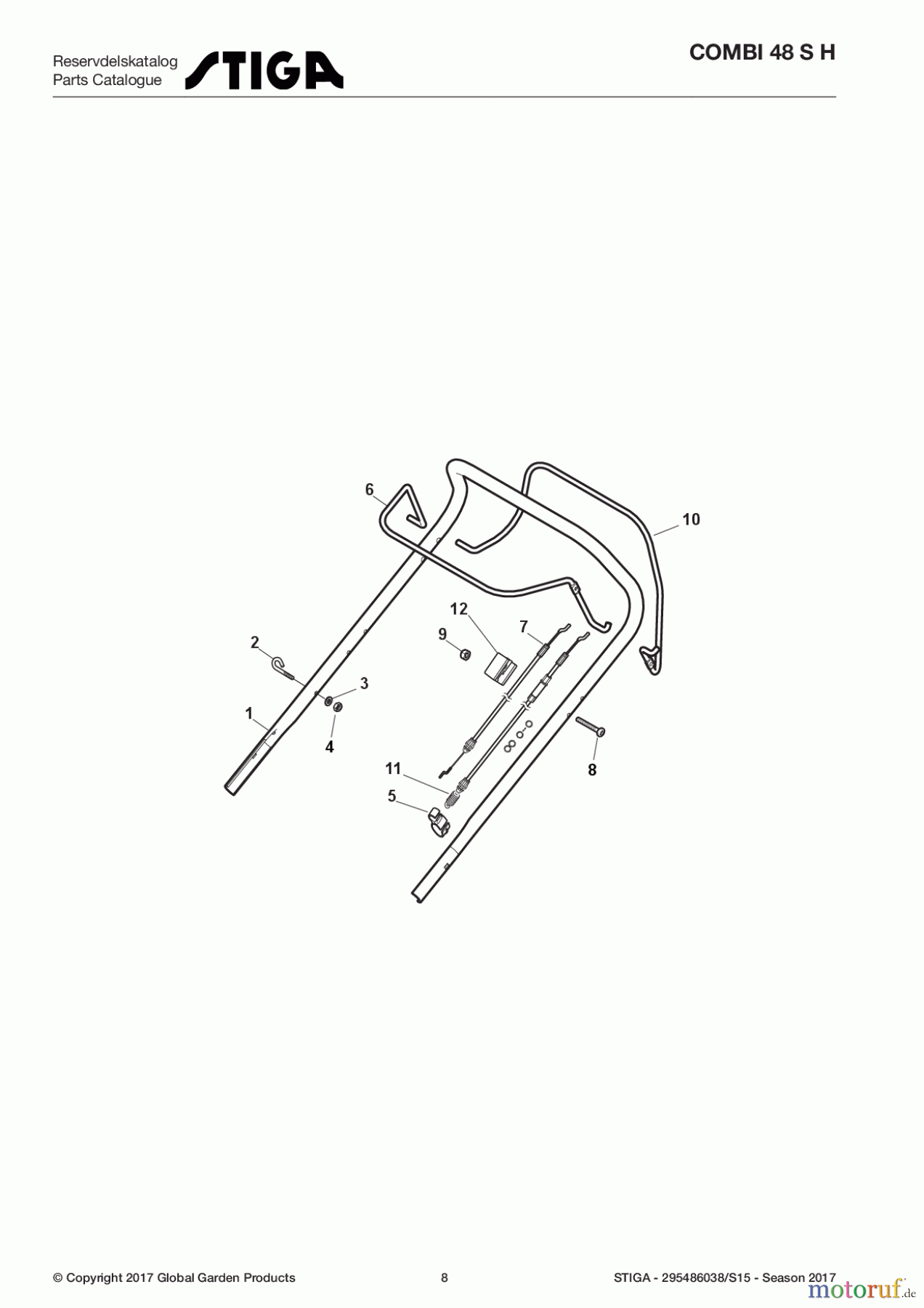  Stiga Rasenmäher Benzin Mit Antrieb 2017 COMBI 48 S H 295486038/S15 - Season 2017 Handle, Upper Part