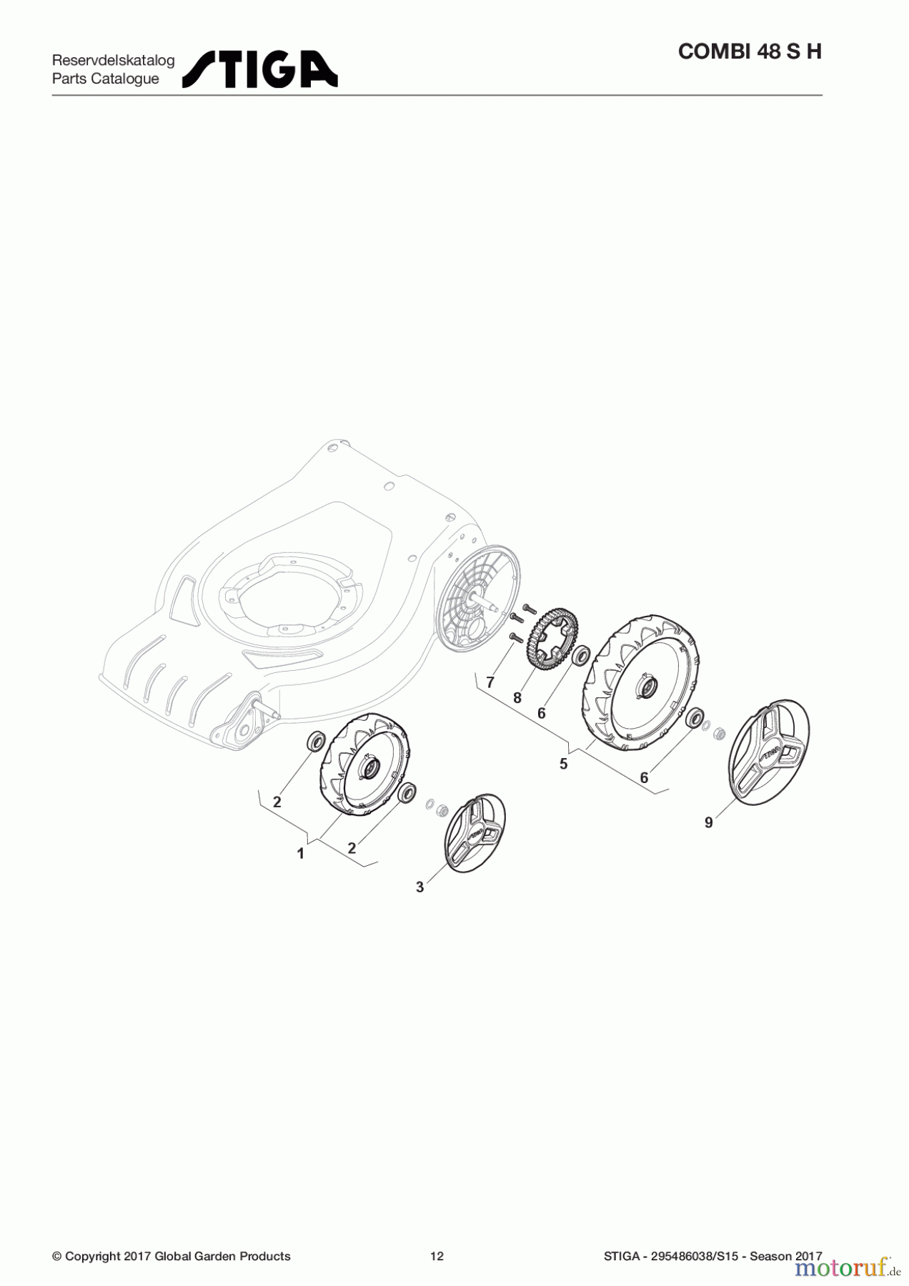 Stiga Rasenmäher Baujahr 2017 Benzin Mit Antrieb 2017 COMBI 48 S H 295486038/S15 - Season 2017 Wheels and Hub Caps