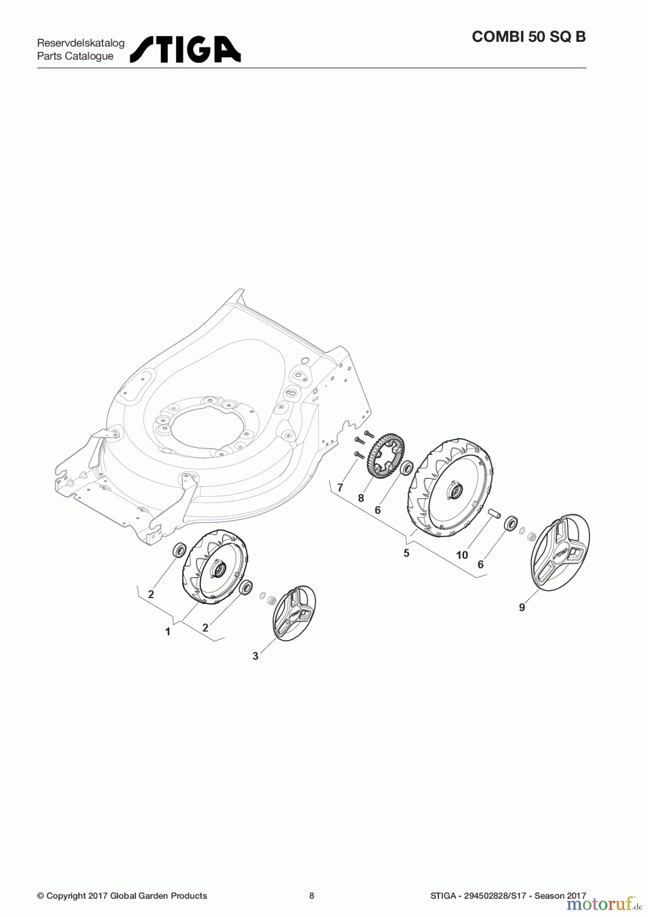 Stiga Rasenmäher Baujahr 2017 Benzin Mit Antrieb 2017 COMBI 50 SQ B 294502828/S17 - Season 2017 Wheels and Hub Caps
