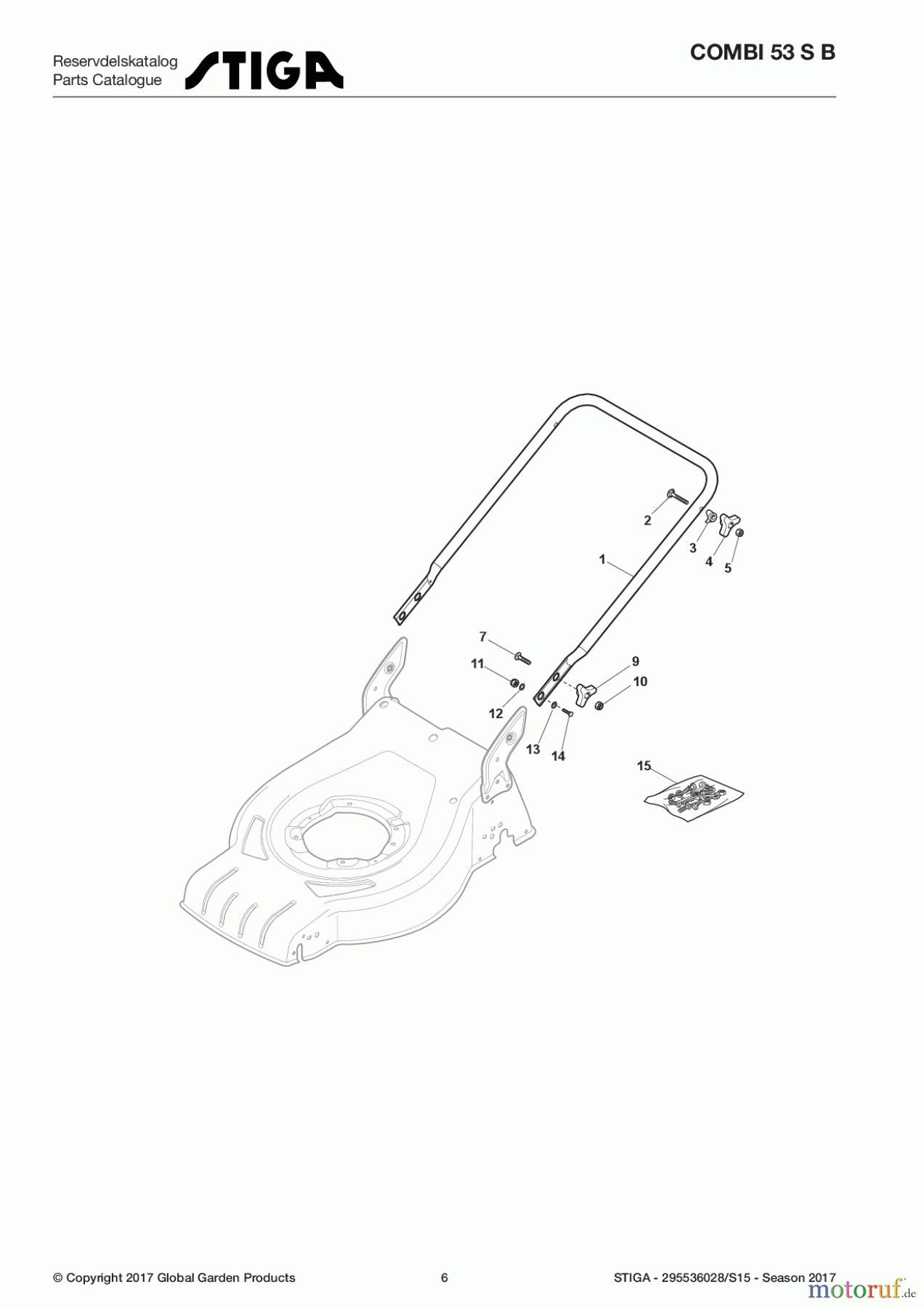  Stiga Rasenmäher Benzin Mit Antrieb 2017 COMBI 53 S B 295536028/S15 - Season 2017 Handle, Lower Part