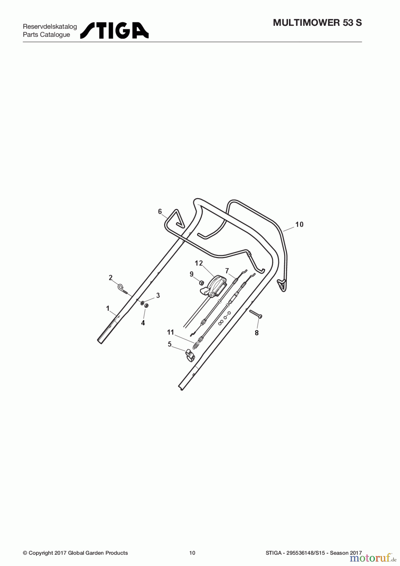  Stiga Rasenmäher Benzin Mit Antrieb 2017 MULTIMOWER 53 S 295536148/S15 - Season 2017 Handle, Upper Part