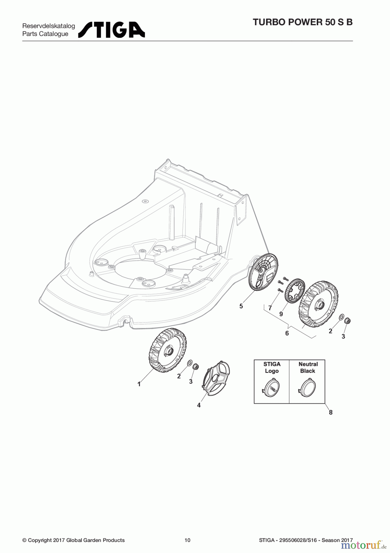  Stiga Rasenmäher Benzin Mit Antrieb 2017 TURBO POWER 50 S B 295506028/S16 - Season 2017 Wheel and Hub Cap