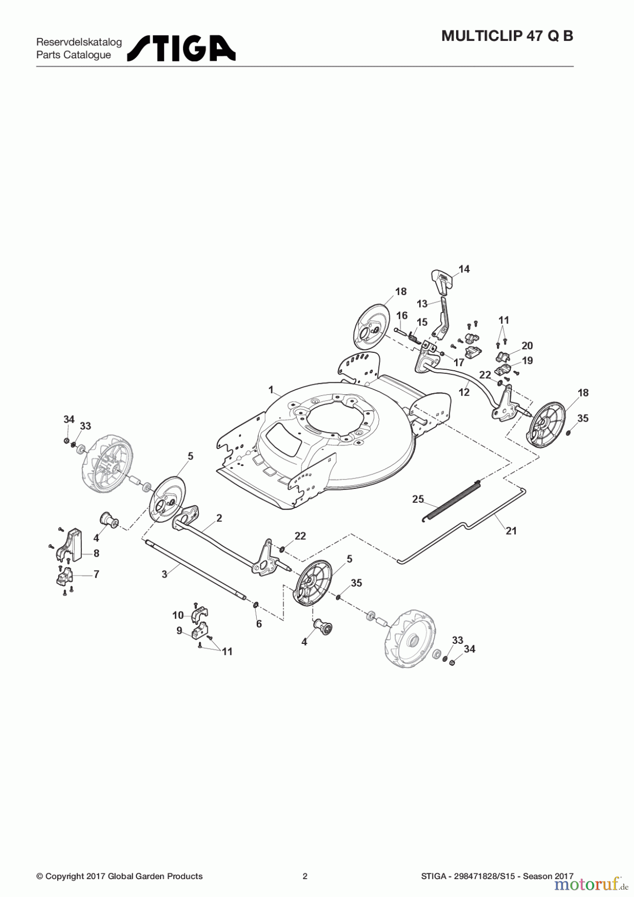 Stiga Rasenmäher Baujahr 2017 Benzin Ohne Antrieb 2017 MULTICLIP 47 Q B 298471828/S15 - Season 2017 Deck And Height Adjusting