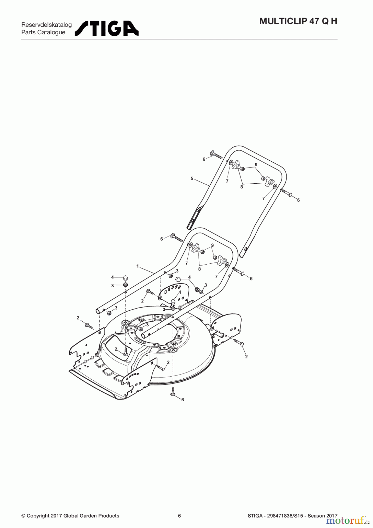  Stiga Rasenmäher Benzin Ohne Antrieb 2017 MULTICLIP 47 Q H 298471838/S15 - Season 2017 Handle, Lower Part