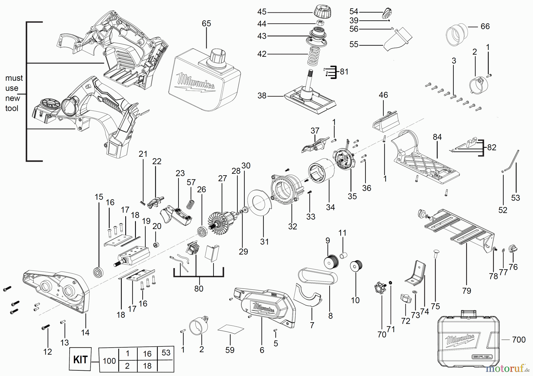  Milwaukee Akku-Geräte Sägen und Trennen Hobel M18 BP Akku Hobel Seite 1