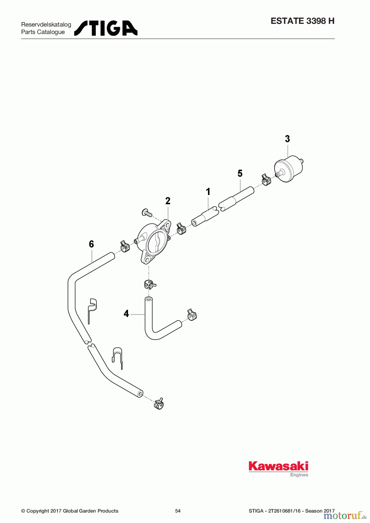 Stiga Aufsitzmäher Baujahr 2017 ESTATE 3398 H 2T2610681/16 - Season 2017 Fuel-Tank/Fuel-Valve