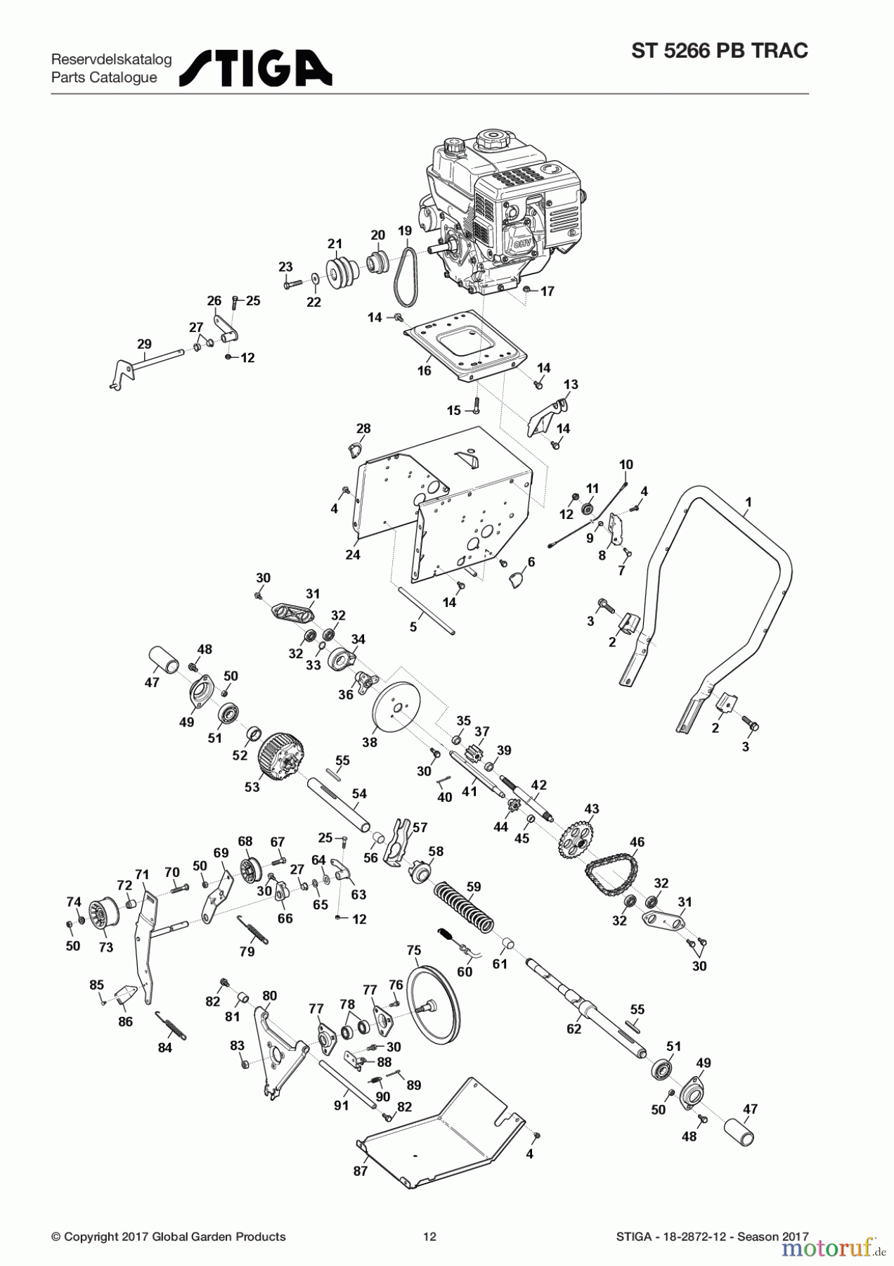  Stiga Schneefräsen Schneefräsen Benzin 2017 ST 5266 PB TRAC 18-2872-12 - Season 2017 Transmission