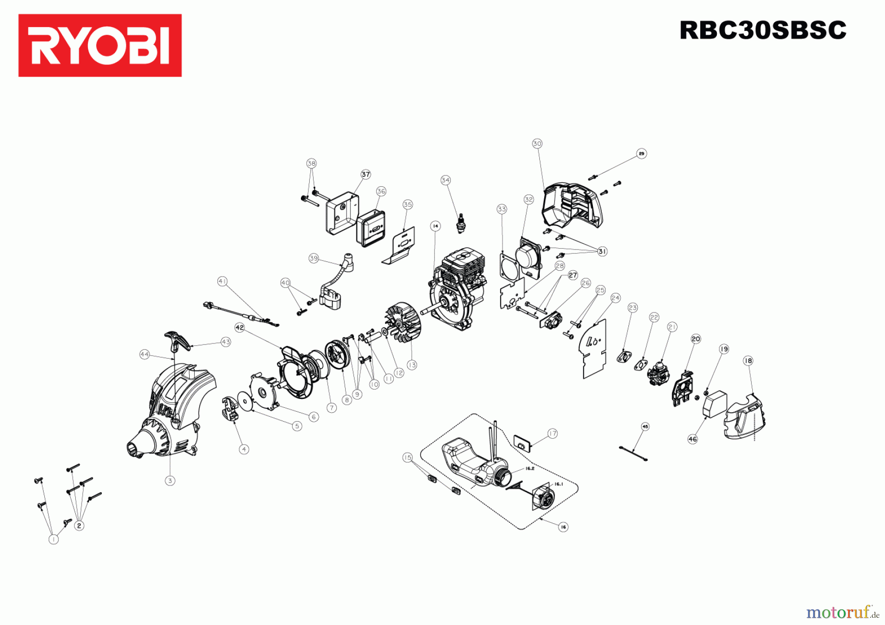 Ryobi Sensen Freischneider Benzin RBC30SBSC Ryobi 30cc Motorsense Seite 2