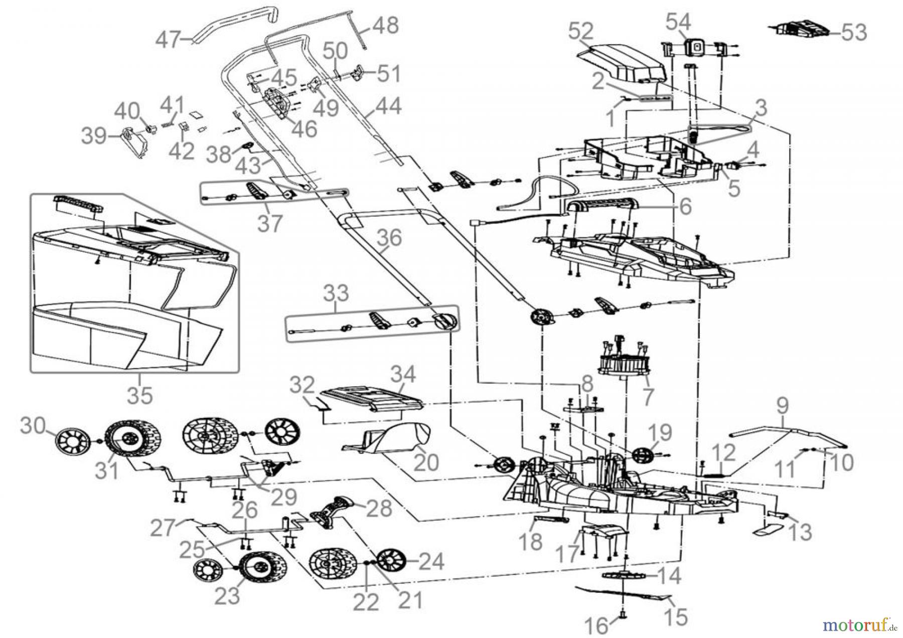  Güde Gartentechnik Rasenmäher Akku-Rasenmäher Schnittbreite bis 33 cm Akku Rasenmäher RM 18-401-23 - 58400 Ersatzteileversion  FSL58400-01