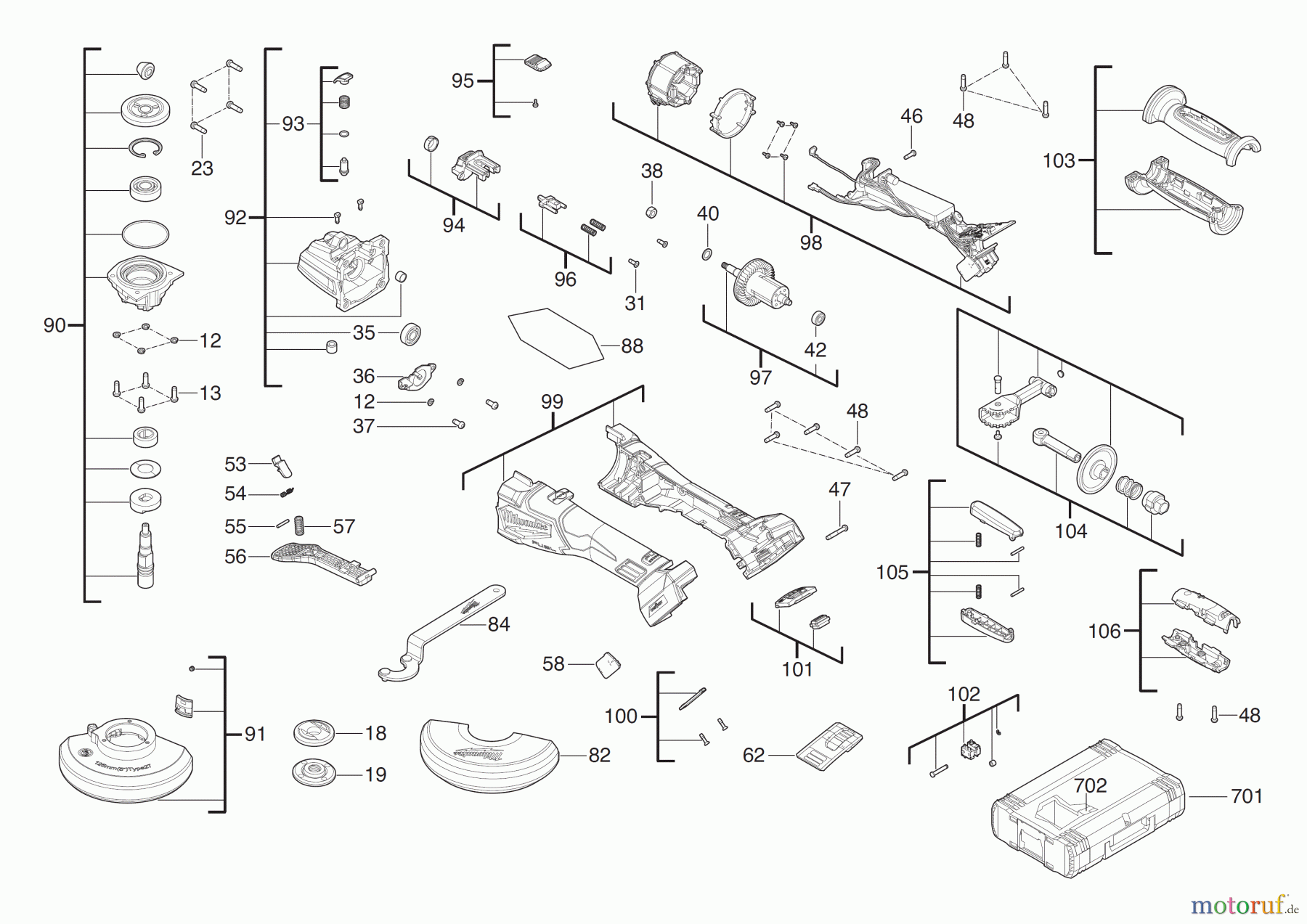  Milwaukee Akku-Geräte Schleifen und Polieren SCHLEIFER 125 MM M18 FSAGSVO125X Seite 1