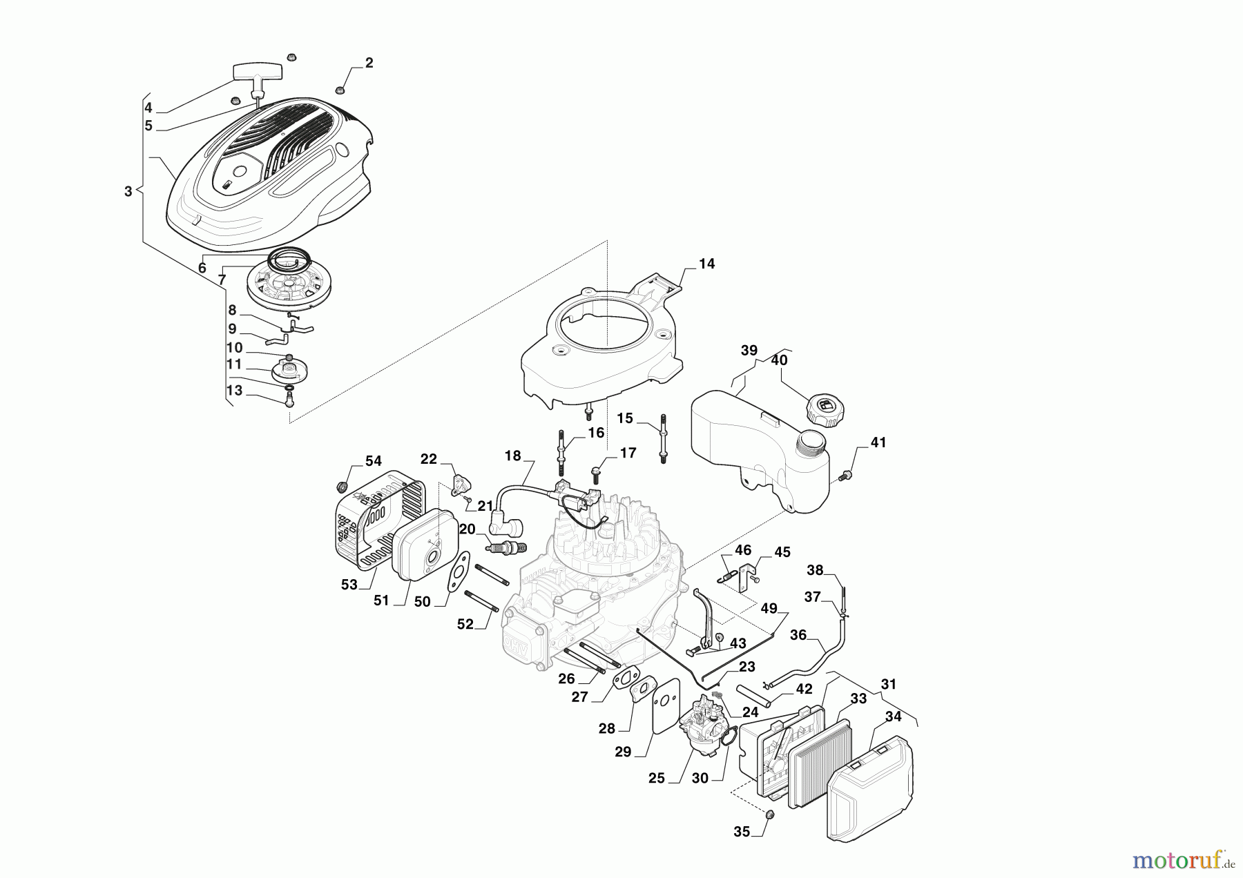 Stiga Rasenmäher Baujahr 2024 Benzinrasenmäher Combi 753 S (2024) 2L0536848/ST2 Motor - Vergaser, Tank