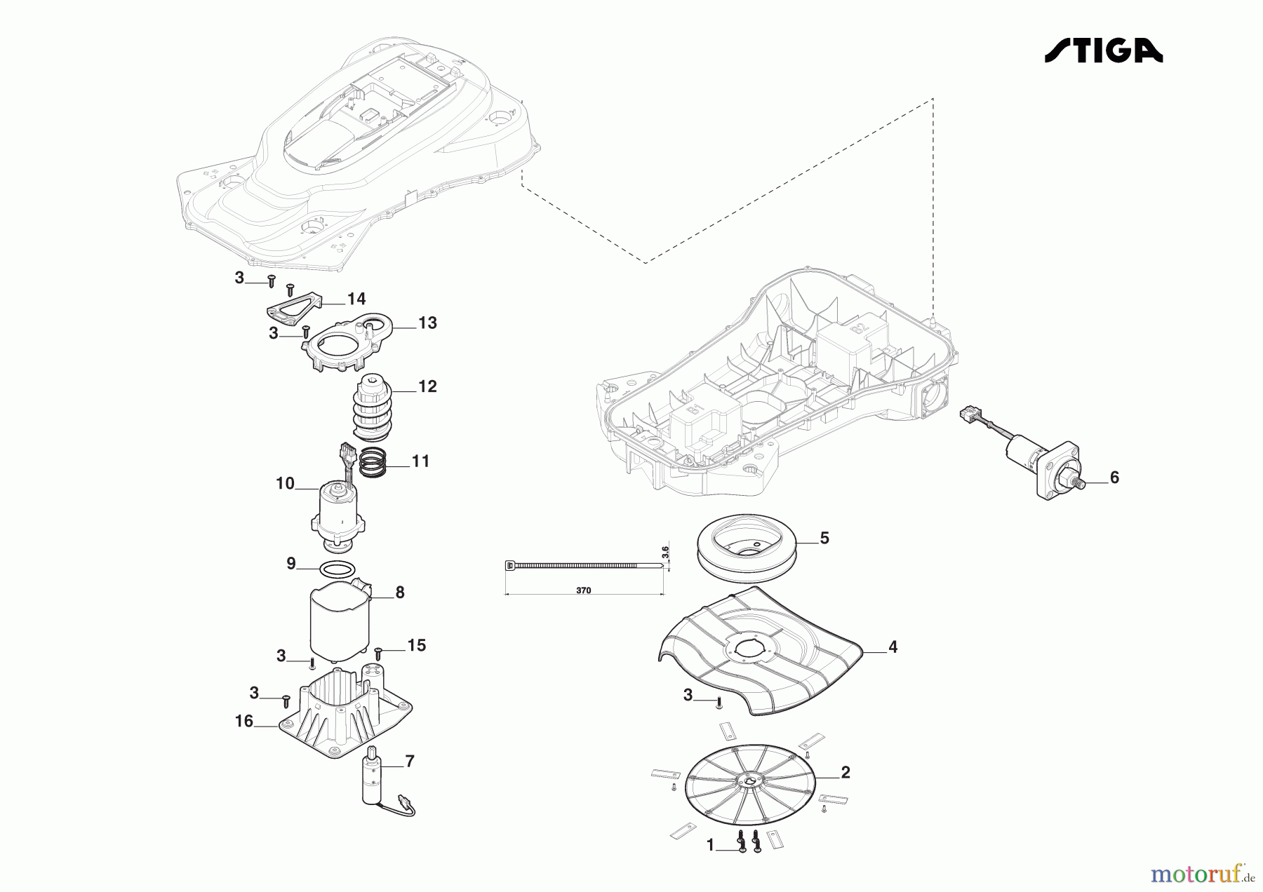 Stiga Mähroboter Baujahr 2024 A 3000 (2024) 2R9102028/ST1 Blattmotor Und Radmotoren
