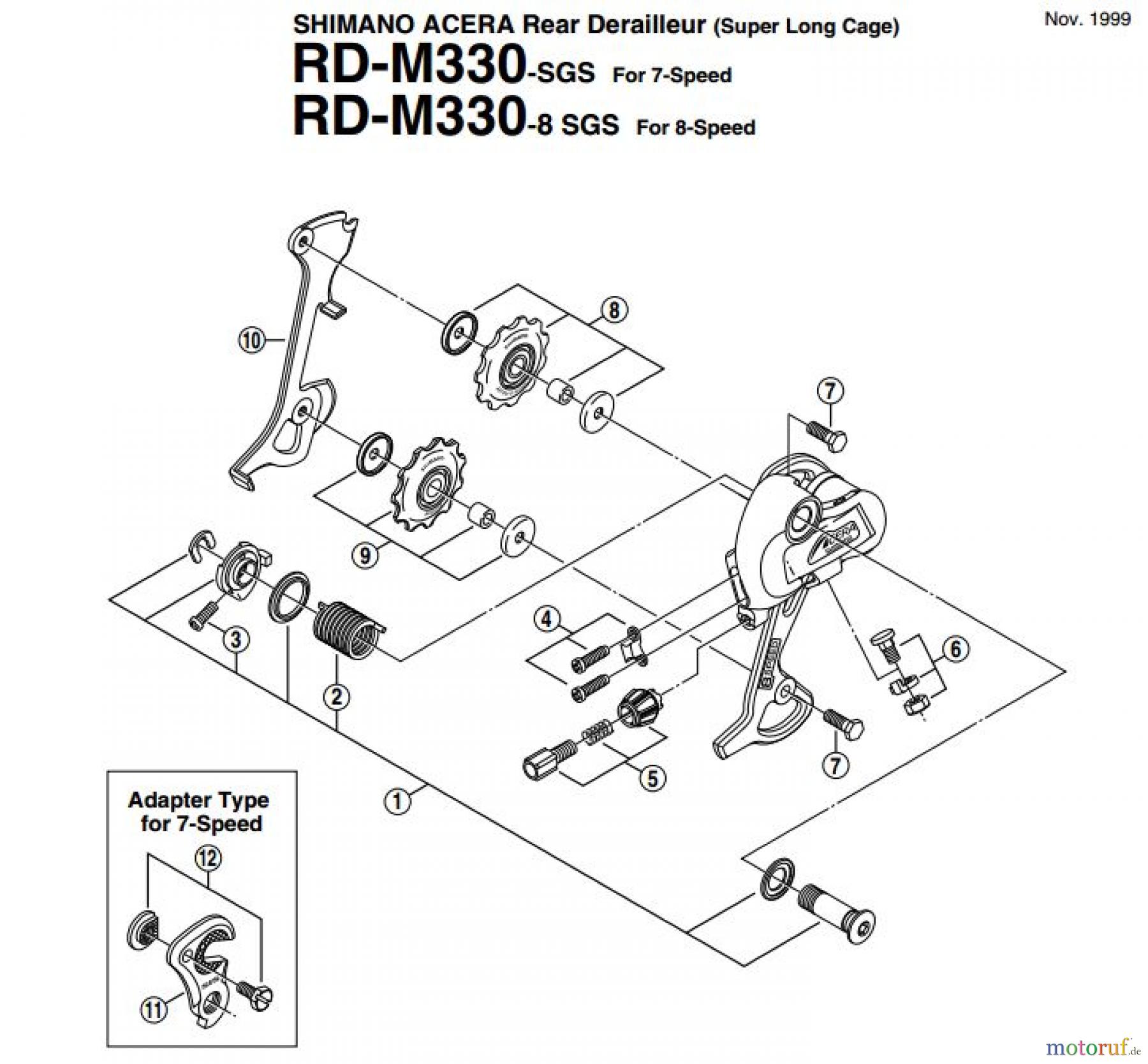  Shimano RD Rear Derailleur - Schaltwerk RD-M330-8-EV