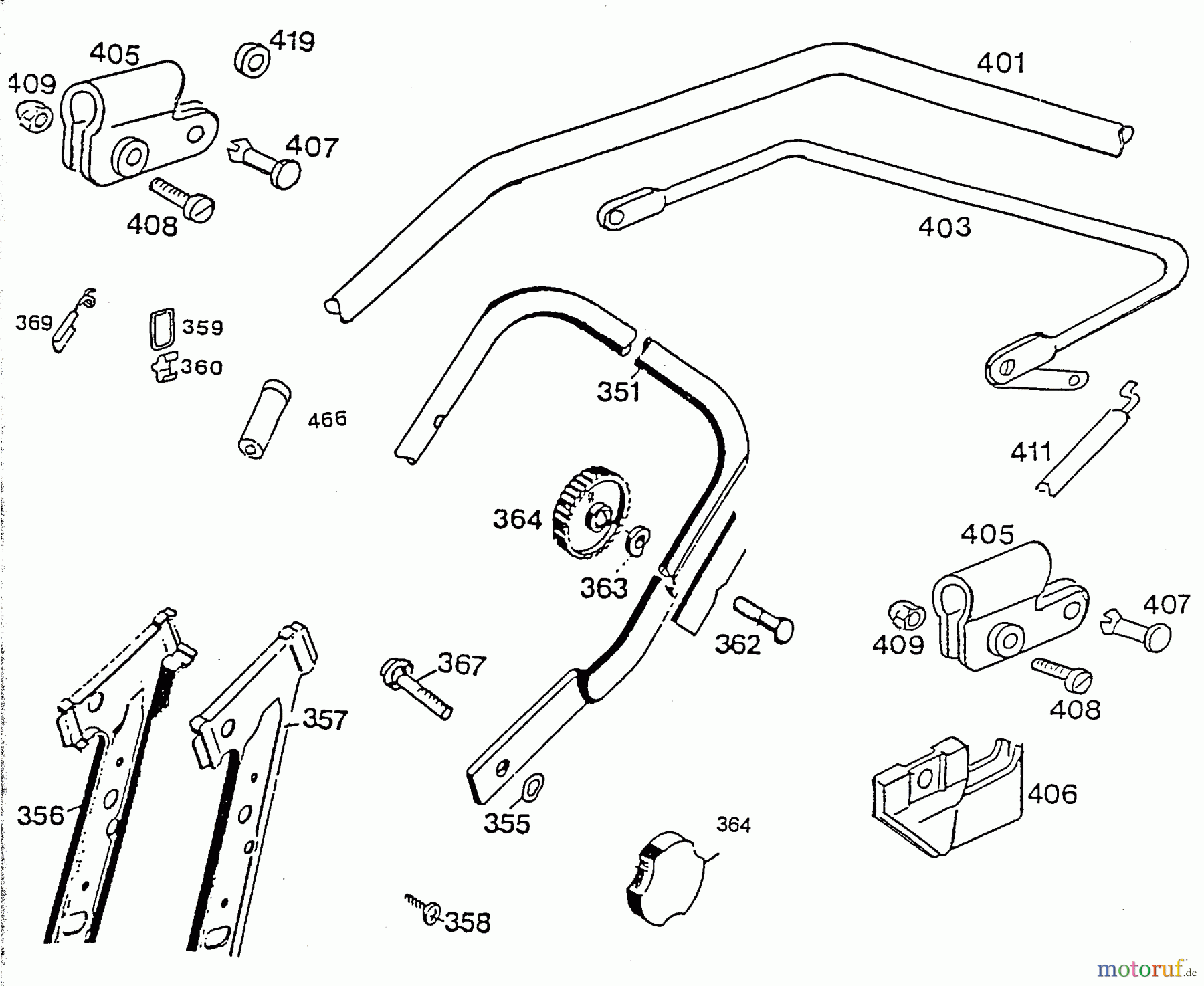  Wolf-Garten Petrol mower 6.42 B 4742580 Series C  (1996) Handle