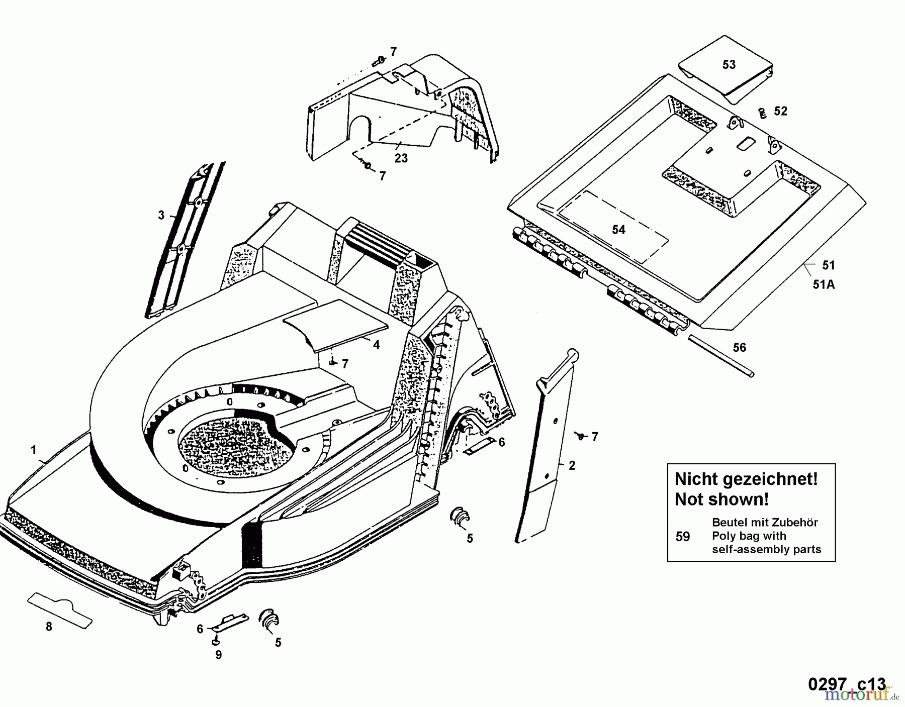 Wolf-Garten Battery mower self propelled 6.42 ACA 4946000 Series A (1996) Rear flap, Deck housing