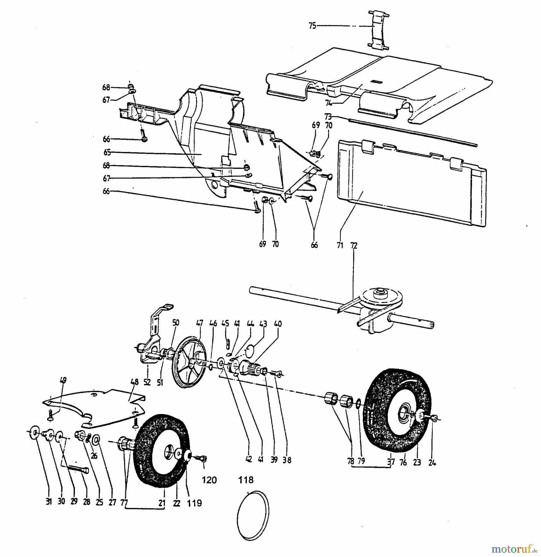  Wolf-Garten Petrol mower self propelled 6.51 BA 6950580 Series A  (1996) Gearbox, Wheels