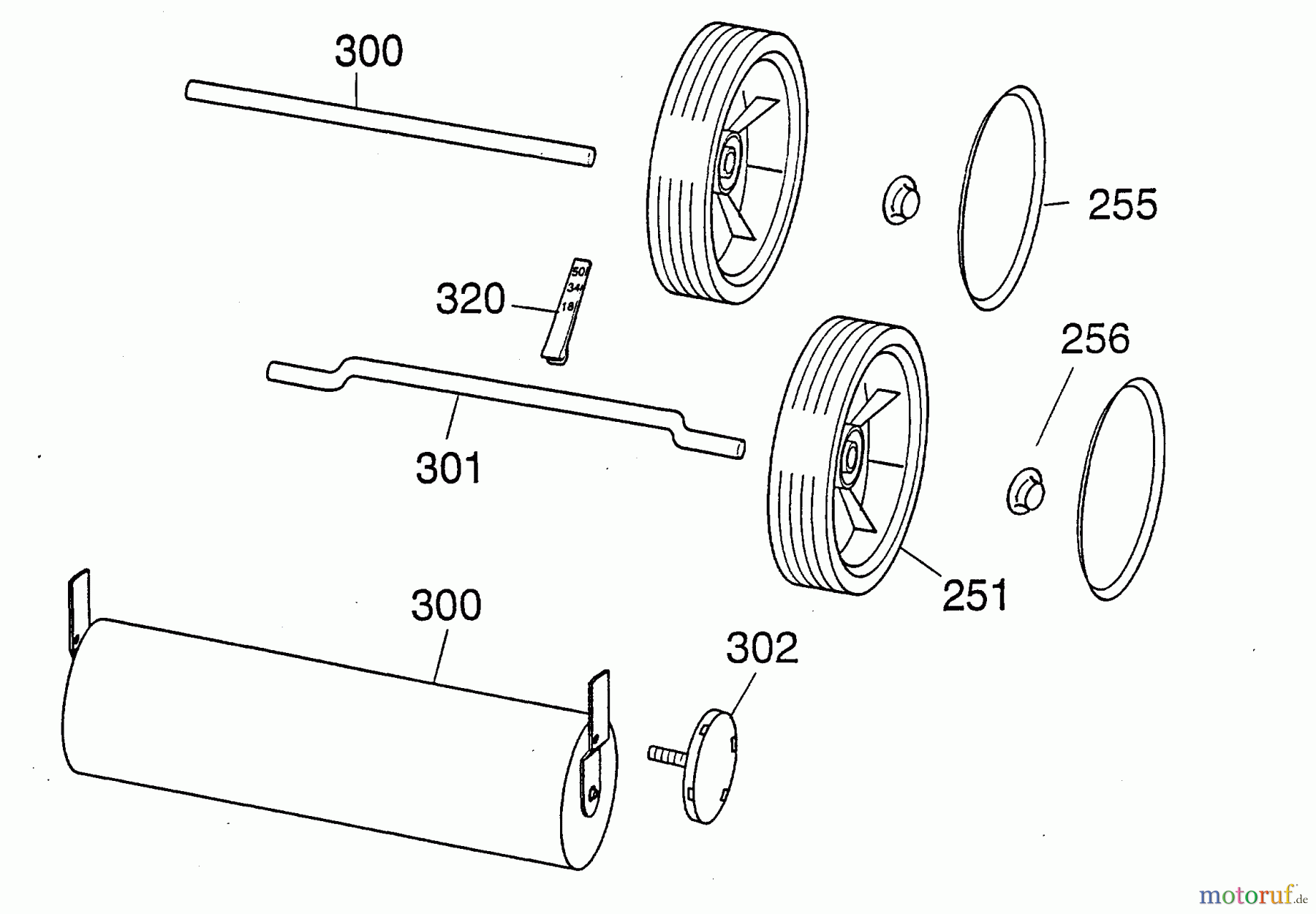  Wolf-Garten Battery mower Picco 32 Accu 4911007 Series C  (1999) Axles, Wheels, Roller