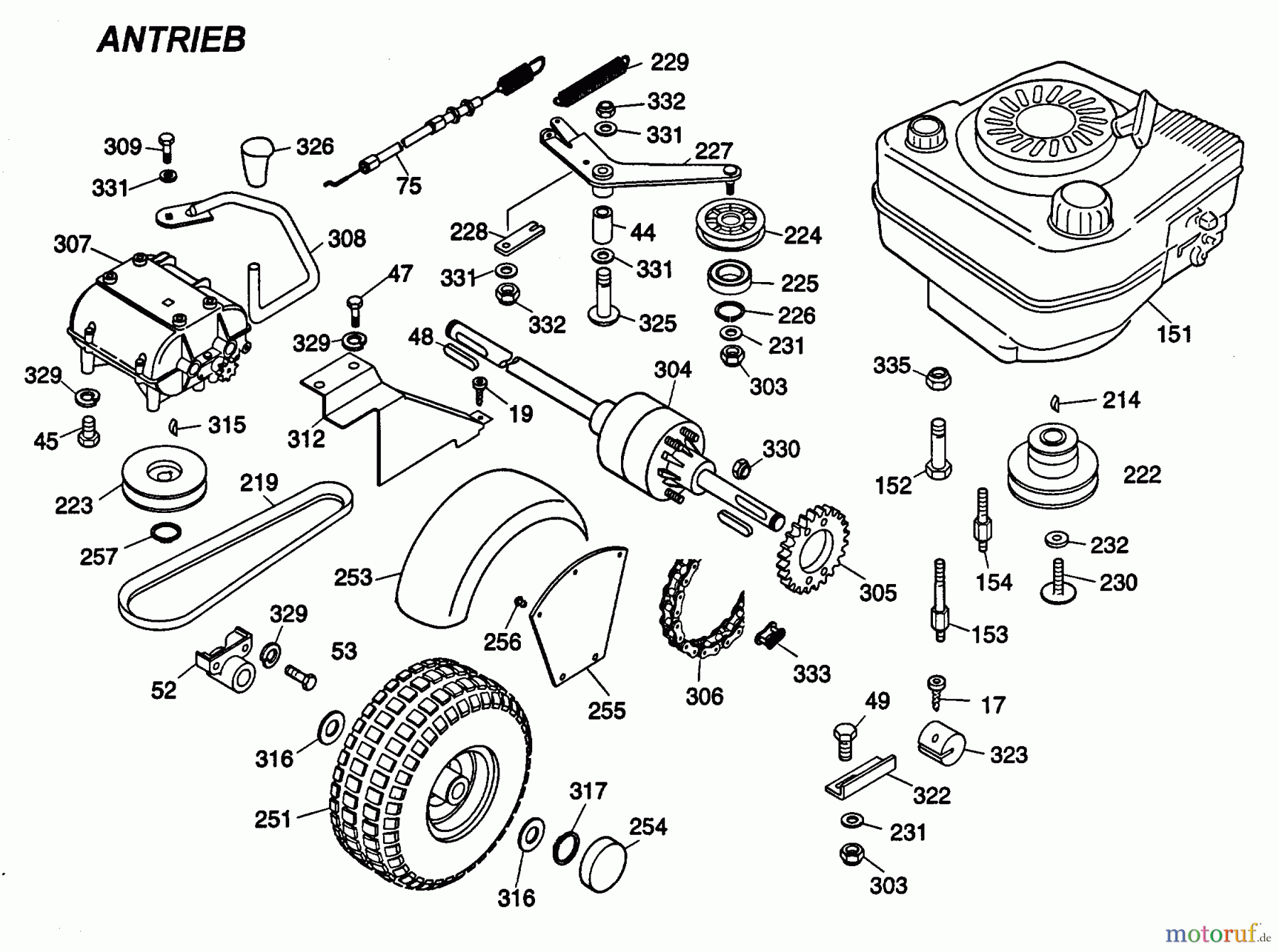  Wolf-Garten Cart SV 3 6110000 Series B  (1999) Differential, Drive system, Engine