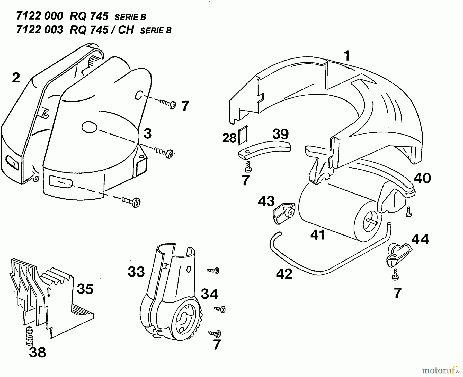  Wolf-Garten Electric trimmer RQ 745 7122000  (1996) Motor housing, Deflector