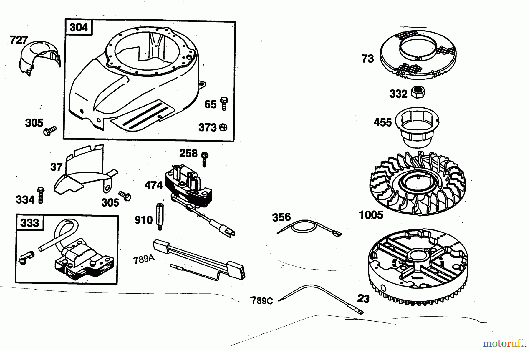  Wolf-Garten Petrol engines Briggs&Stratton Intek 60 2057000  (1998) Blower housing, Flywheel, Ignition coil