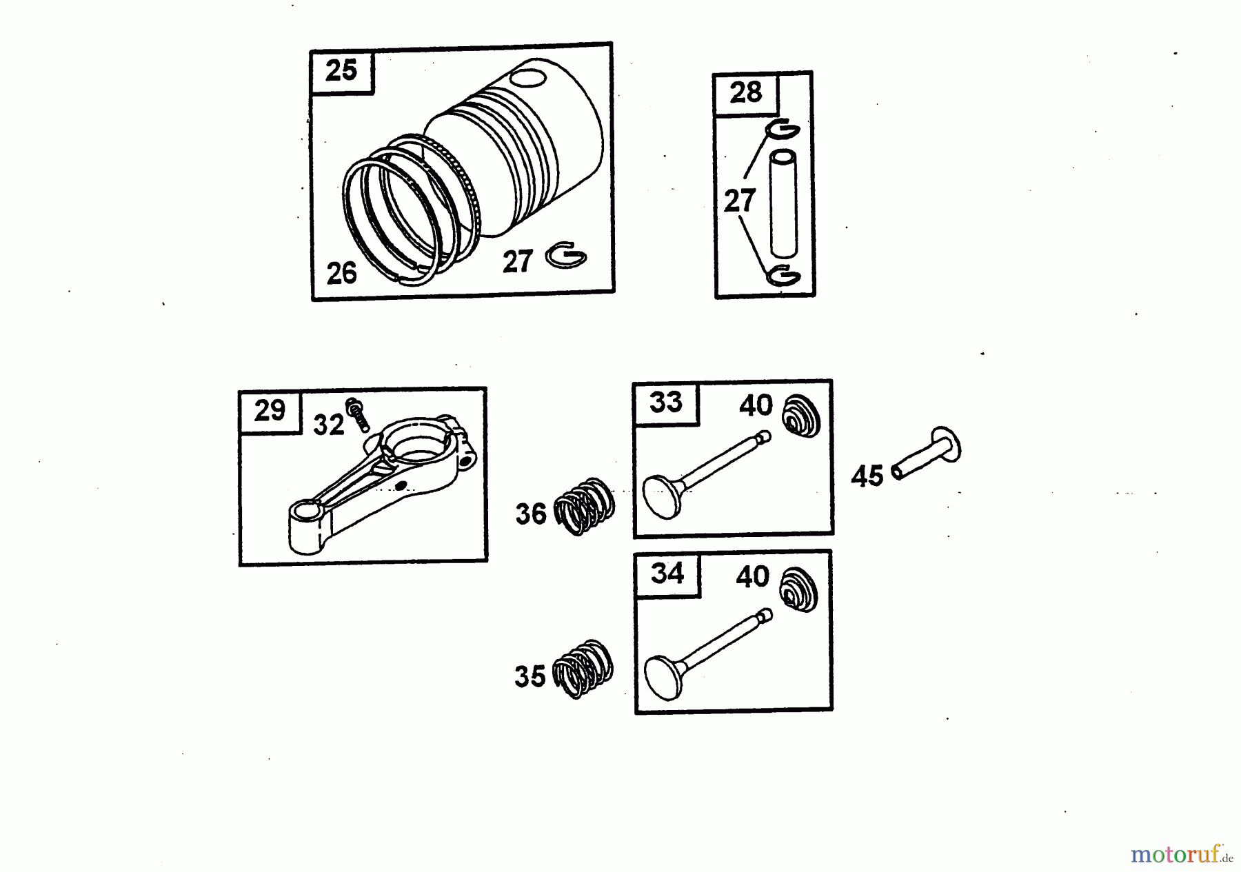 Wolf-Garten Petrol engines Briggs&Stratton Classic 35 2077000 (2004) Piston, Connecting rod, Valves