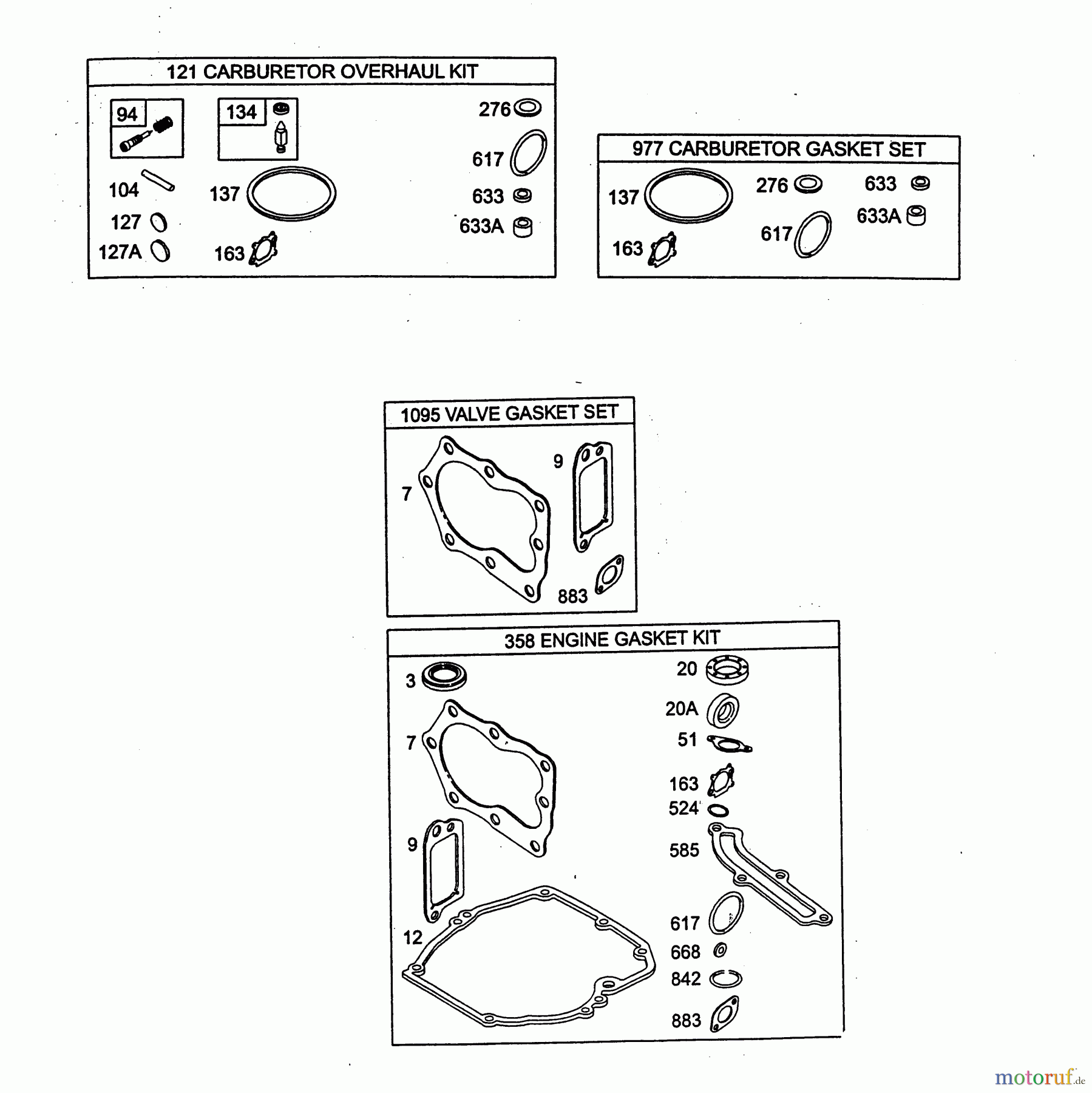 Wolf-Garten Petrol engines Briggs&Stratton Quantum 55 X-ES 2076060 (2003) Seal Set