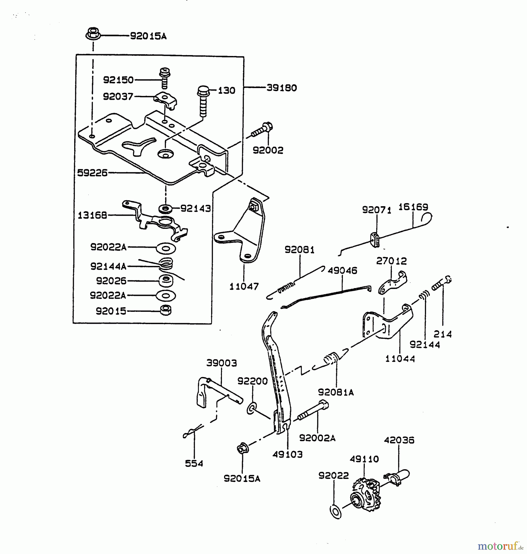  Wolf-Garten Petrol engines Kawasaki FA 76 2055000 Series B-D  (1996) Control