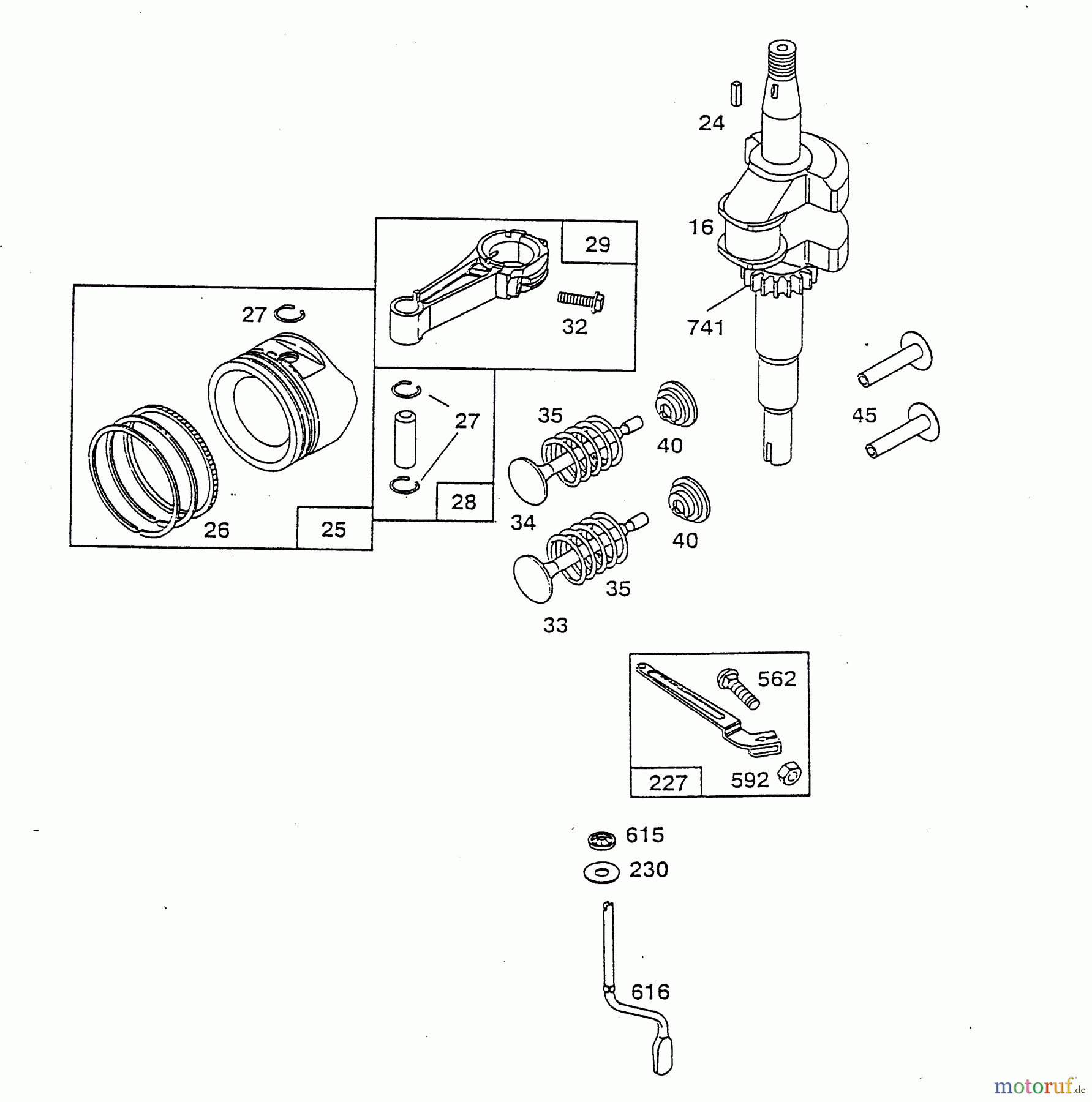 Wolf-Garten Petrol engines Briggs&Stratton Quantum XE 55 I/C 2074050 (2000) Piston, Crankshaft, Connecting rod, Valves