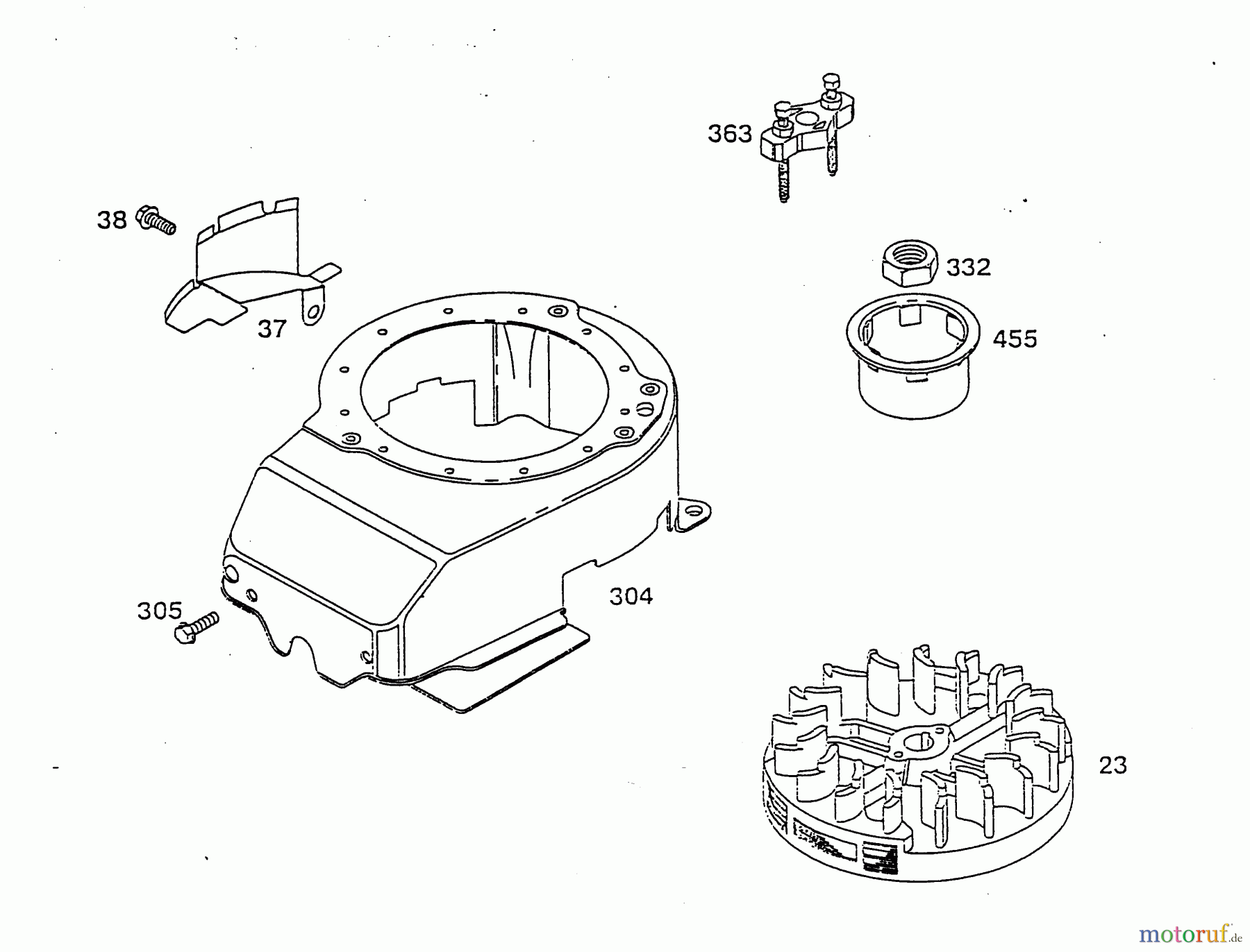  Wolf-Garten Petrol engines Briggs&Stratton Quantum XE 55 I/C 2074050  (2000) Blower housing, Flywheel