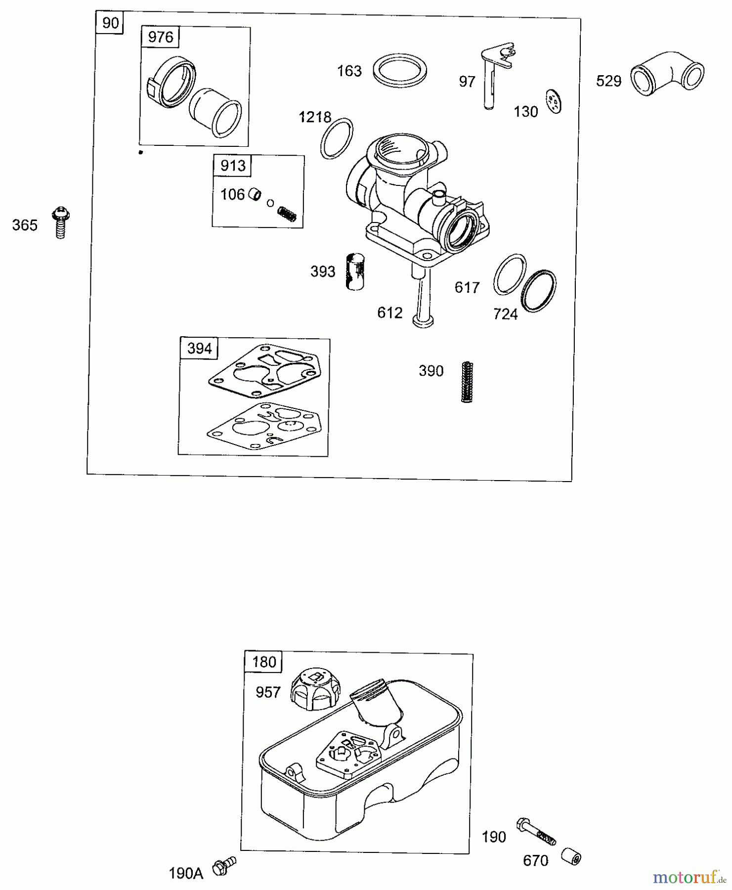  Wolf-Garten Petrol engines Briggs&Stratton 3,5 Classic 450 2077005  (2008) Fuel tank, Carburetor