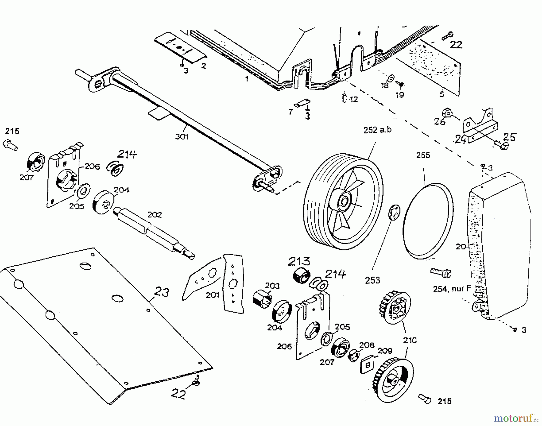  Wolf-Garten Electric verticutter UR-ES 3568001 Series H  (2000) Rotor, Wheels