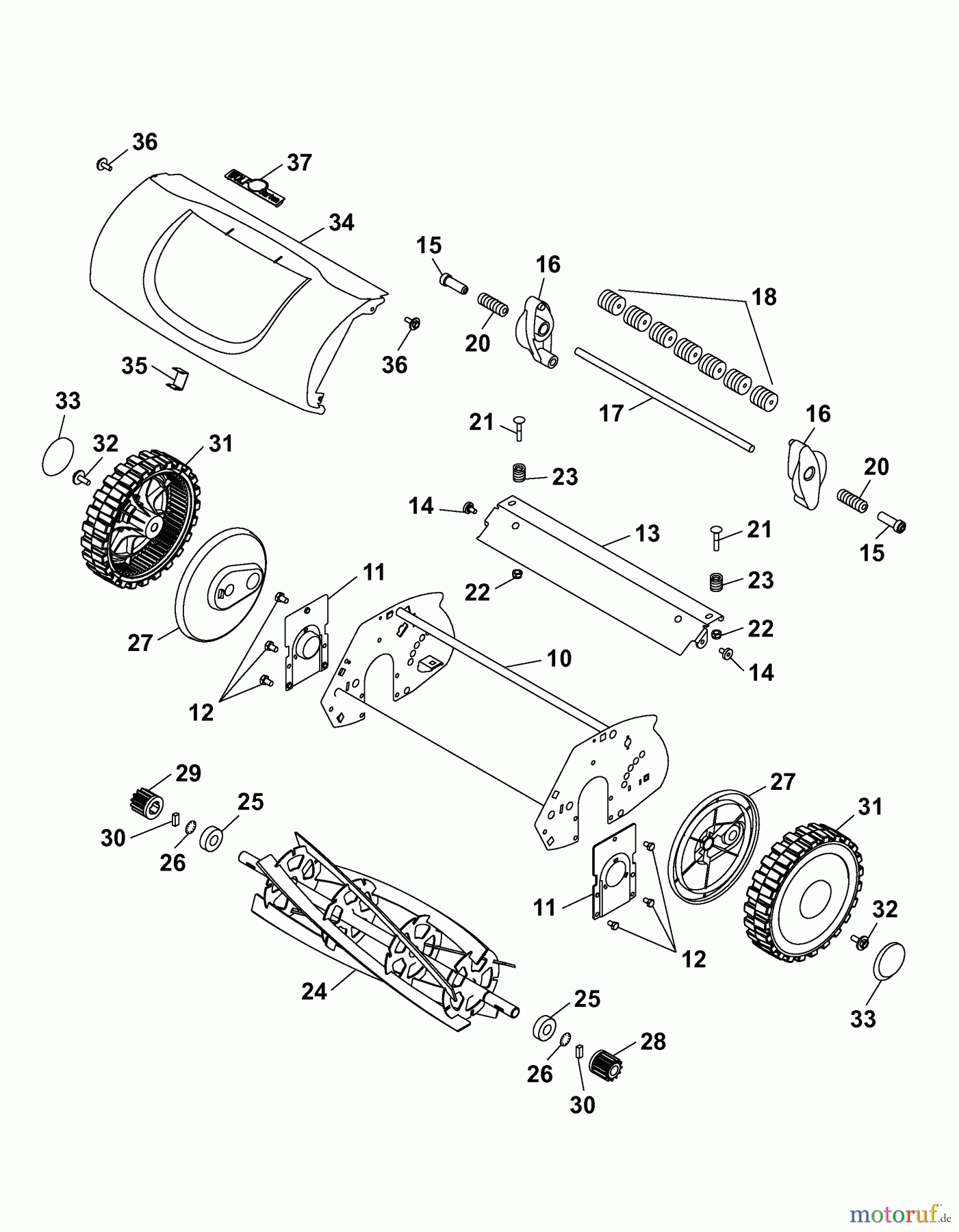  Wolf-Garten Spindle mower TC 32 L 3628680 Series A  (2007) Cutter block, Wheels, Spindle housing