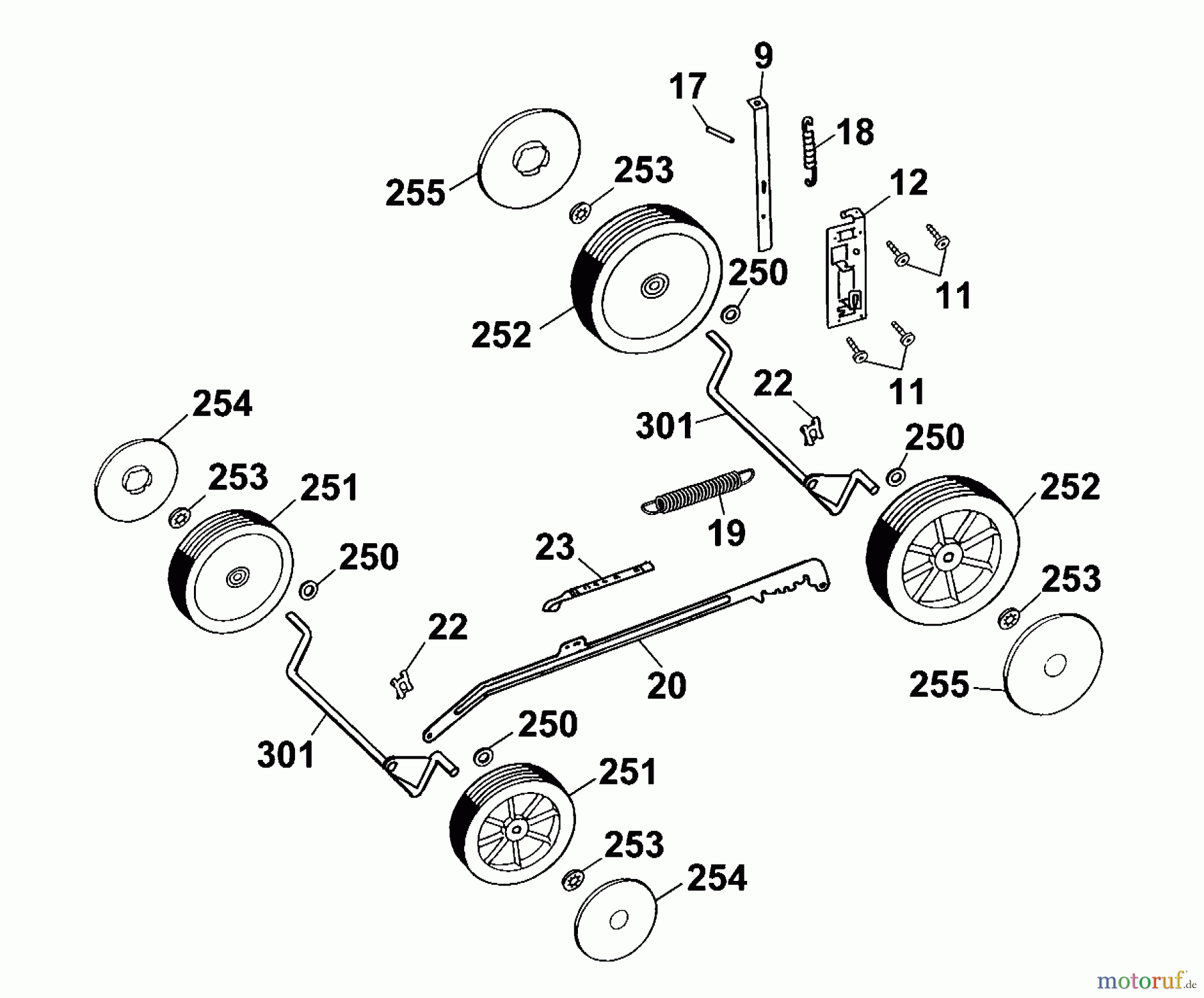 Wolf-Garten Electric mower Power Edition 40 E 4028005 Series A (2001) Height adjustment, Wheels