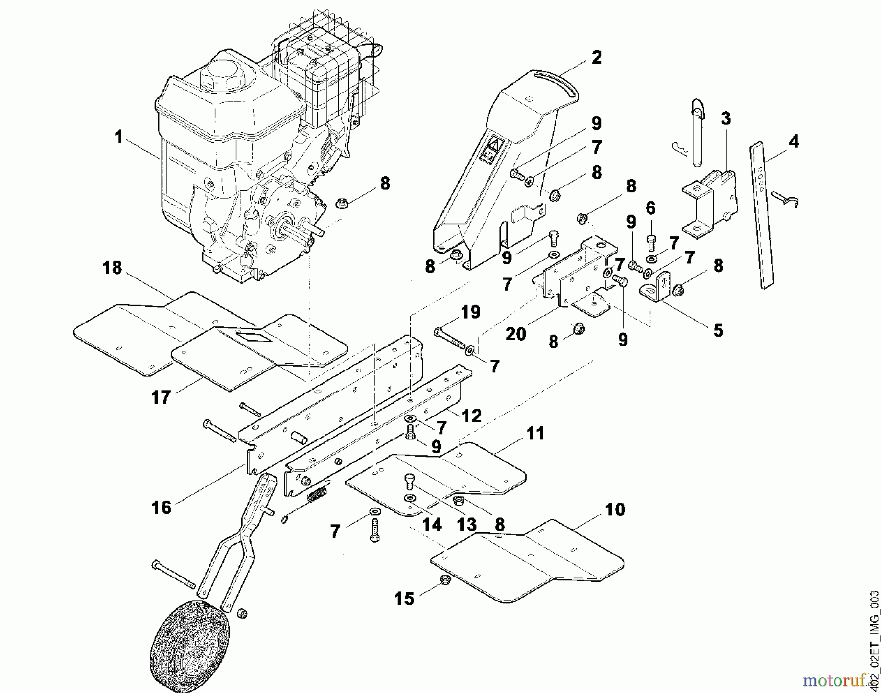  Viking Motorgartengeräte Motorhacken VH 500 B1 - Grundgerät, Motor (f. ältere Bauart)